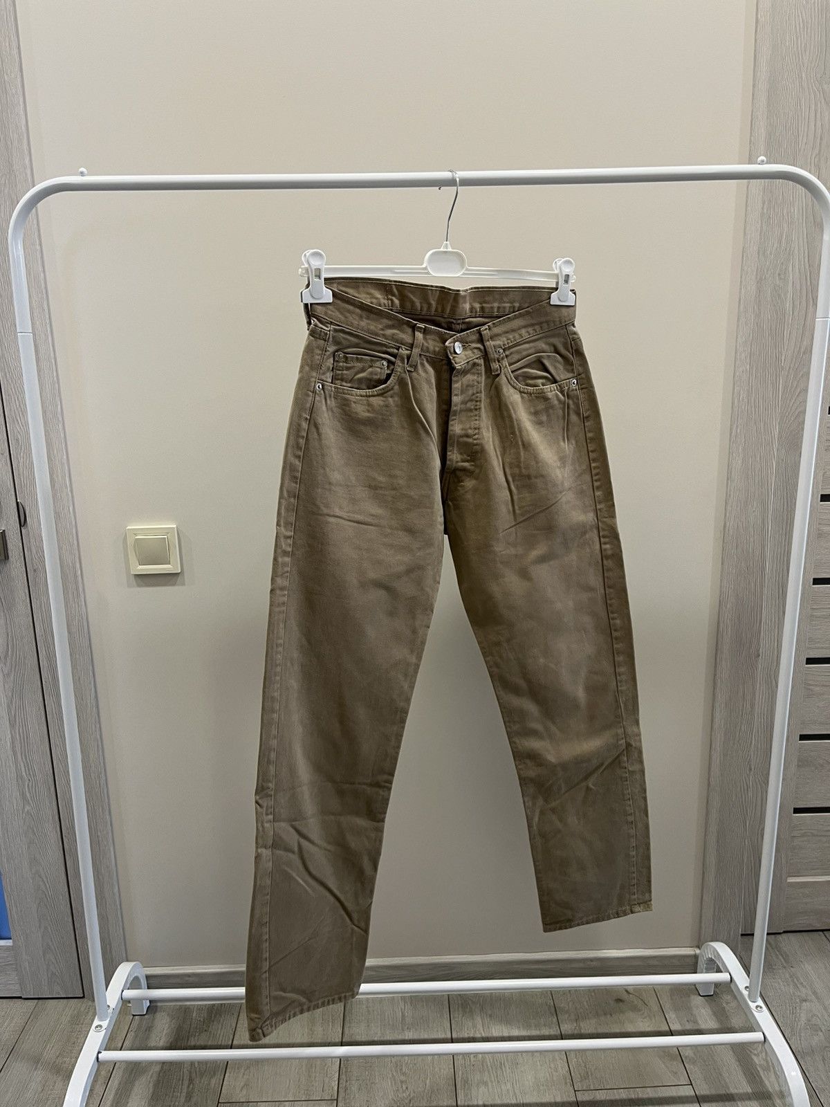 Levi's Vintage Y2K Levi’s 501 Made in U.S.A Button Beige Jeans Size US 32 / EU 48 - 3 Thumbnail