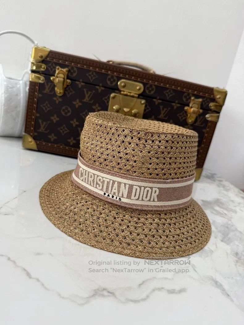 Dior Dior Size57 Pink letter webbing woven straw hat Size ONE SIZE - 9 Thumbnail