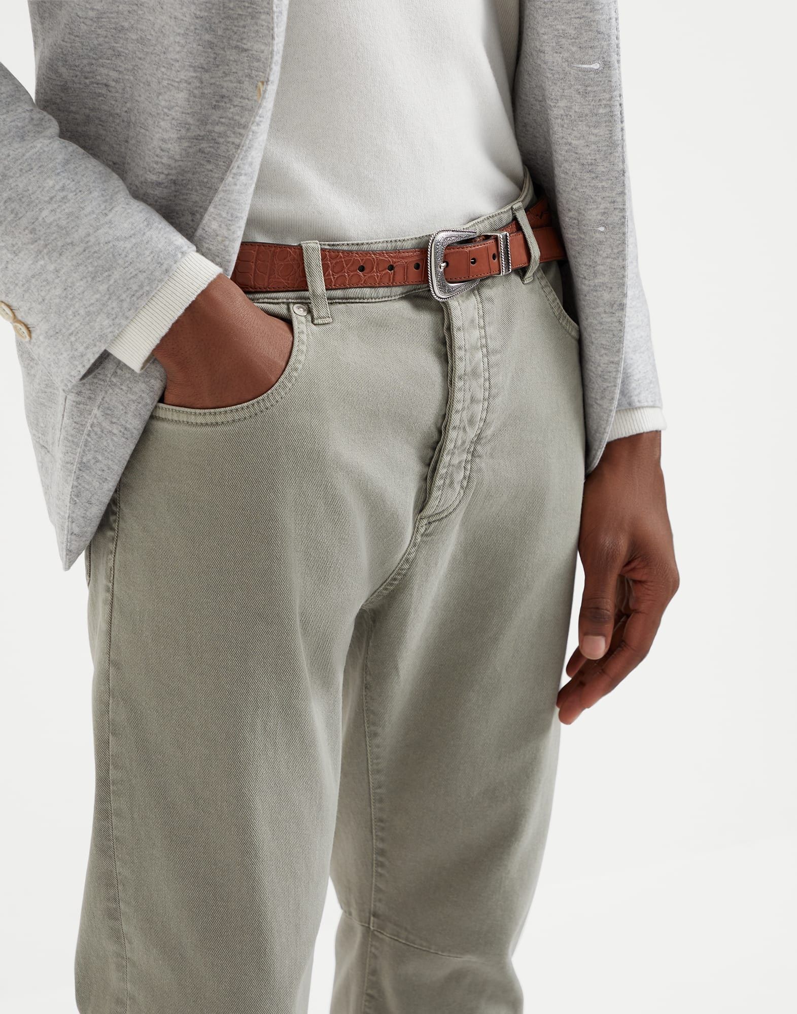 Brunello Cucinelli o1la1rc1a0925 Dyed Denim Pants in Grey Size US 32 / EU 48 - 3 Thumbnail