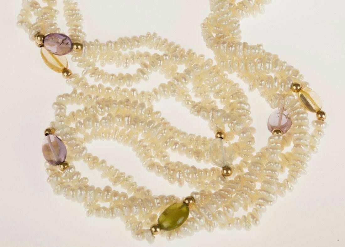 Designer 14 kt Gold Freshwater Pearl Bead Gemstone Torsade Necklace Size ONE SIZE - 3 Thumbnail