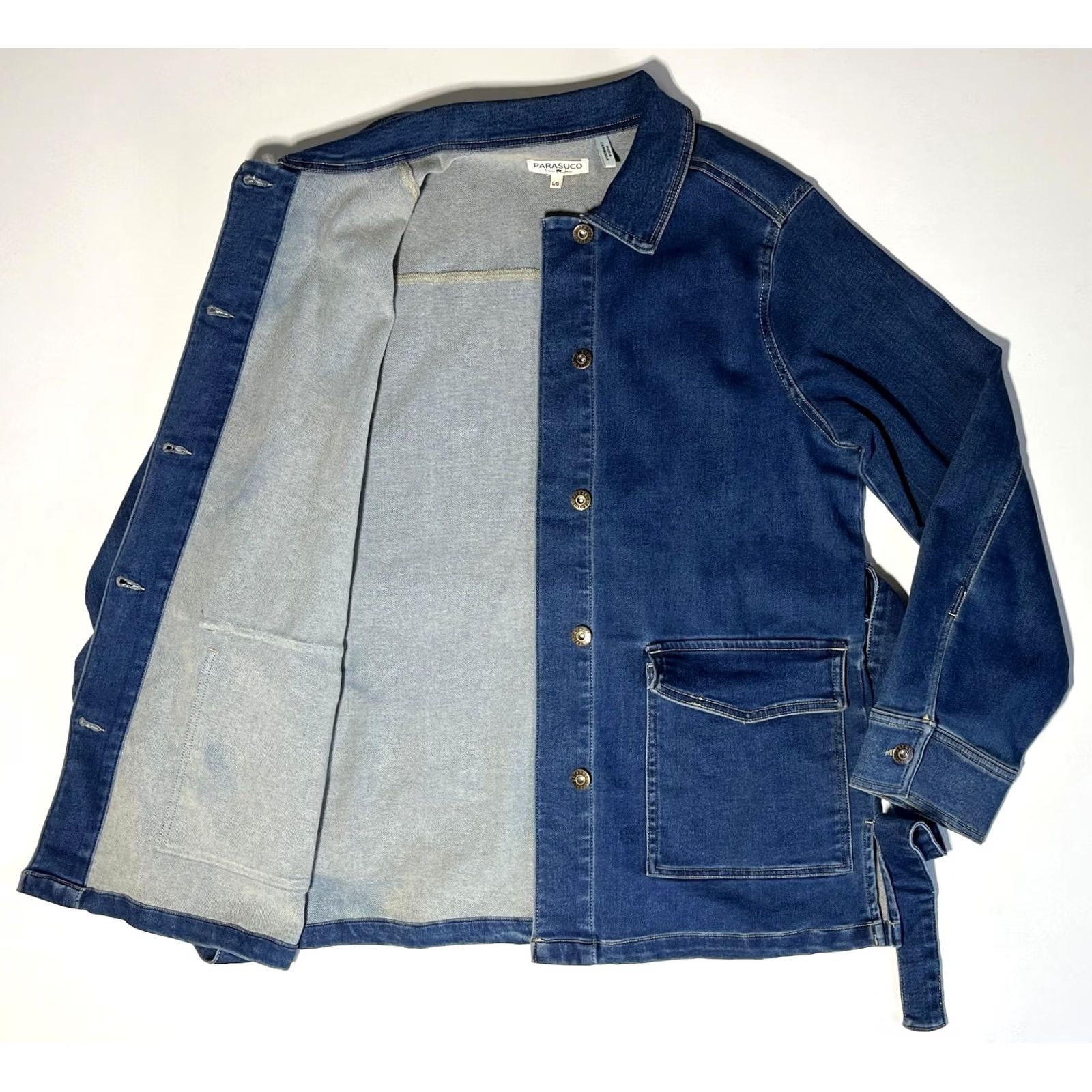 Parasuco VINTAGE Parasuco Denim Jeans Belted Jacket Women's L Blue Belted Jacket Size 36" / US 14 / IT 50 - 6 Thumbnail