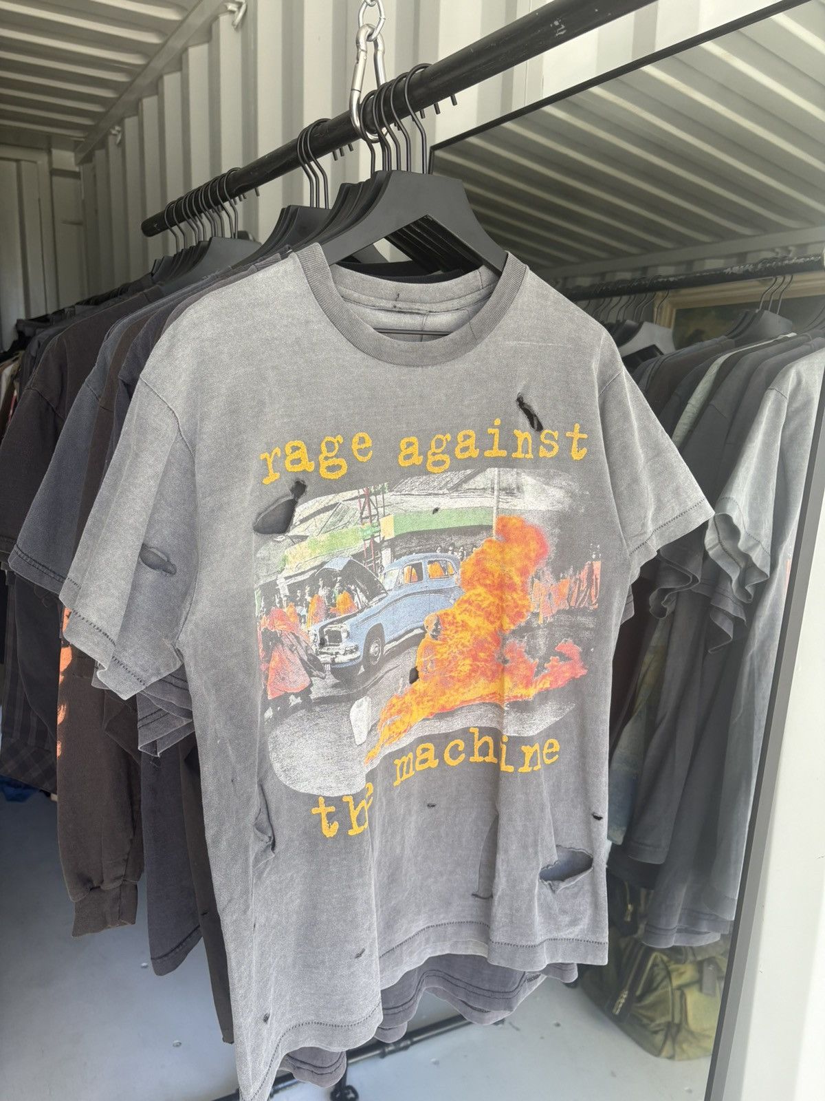 Band Tees Rage Against The Machine Monk Thrashed Faded ERD GRUNGE WCC Size US L / EU 52-54 / 3 - 2 Thumbnail