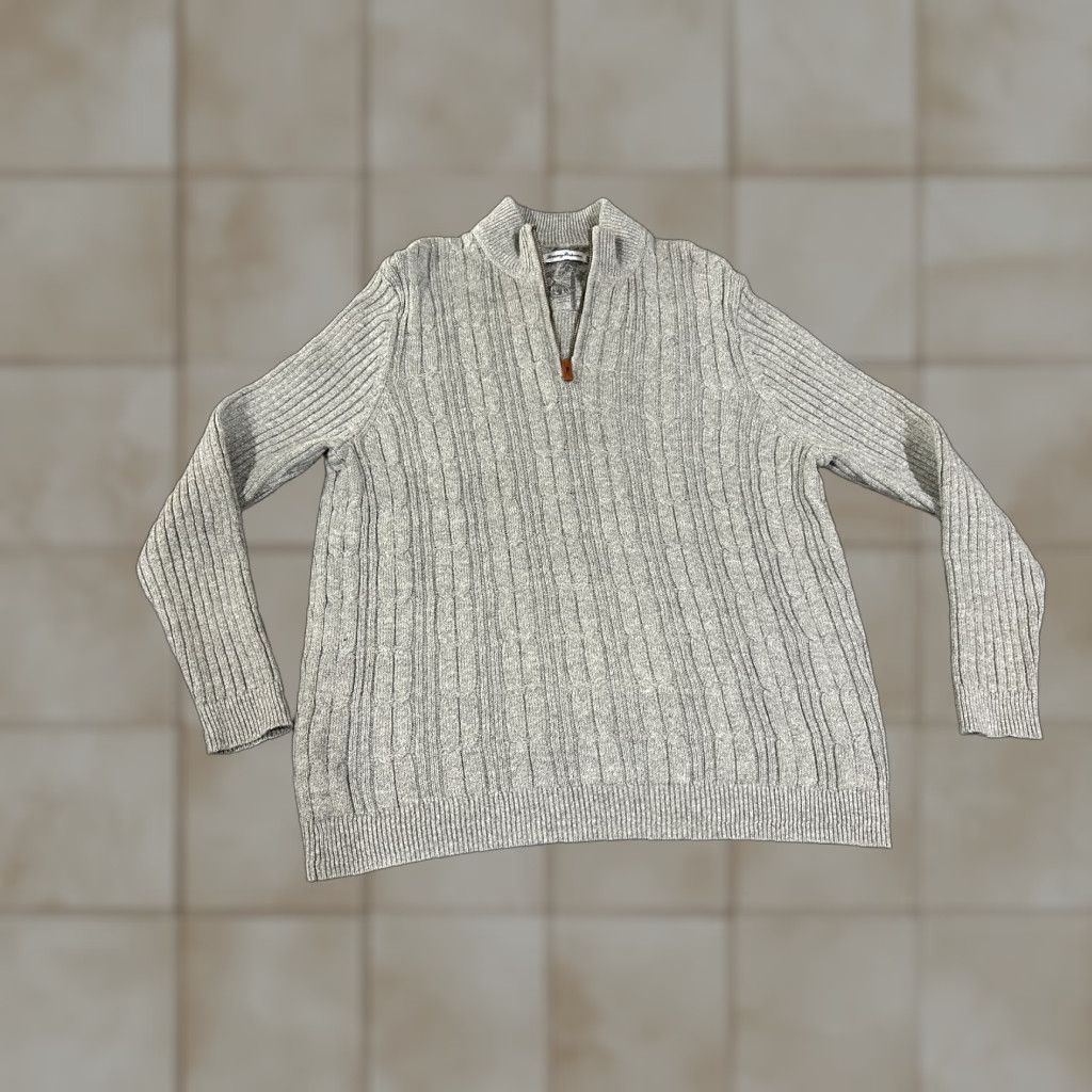Tommy Bahama Tommy Bahama Sweater Mens L Gray Cable-Knit 1/4 Zip Pullover Size US L / EU 52-54 / 3 - 1 Thumbnail