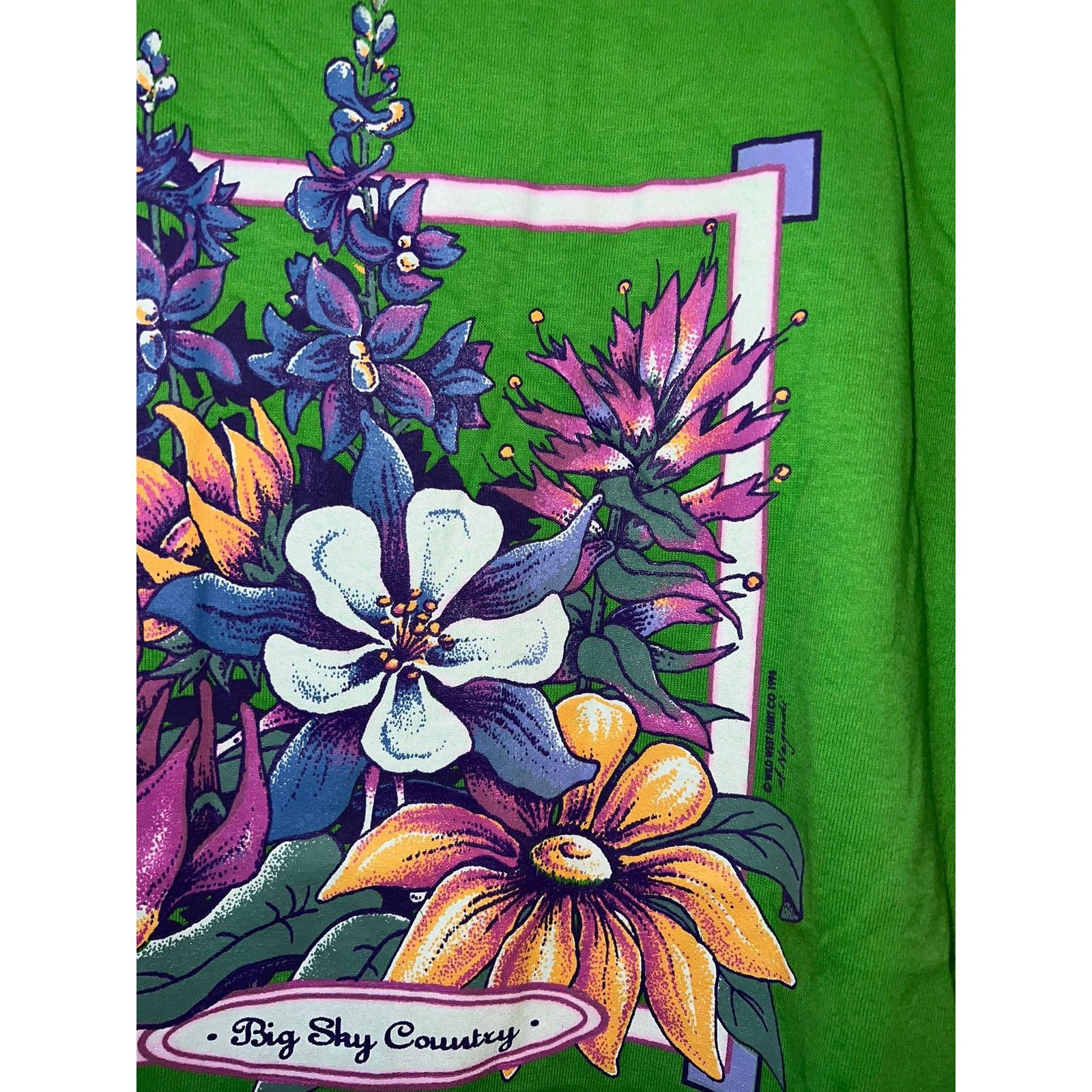 Jerzees Vintage Montana Big Sky Country Shirt Green Tee VTG 90s L Size US L / EU 52-54 / 3 - 4 Thumbnail