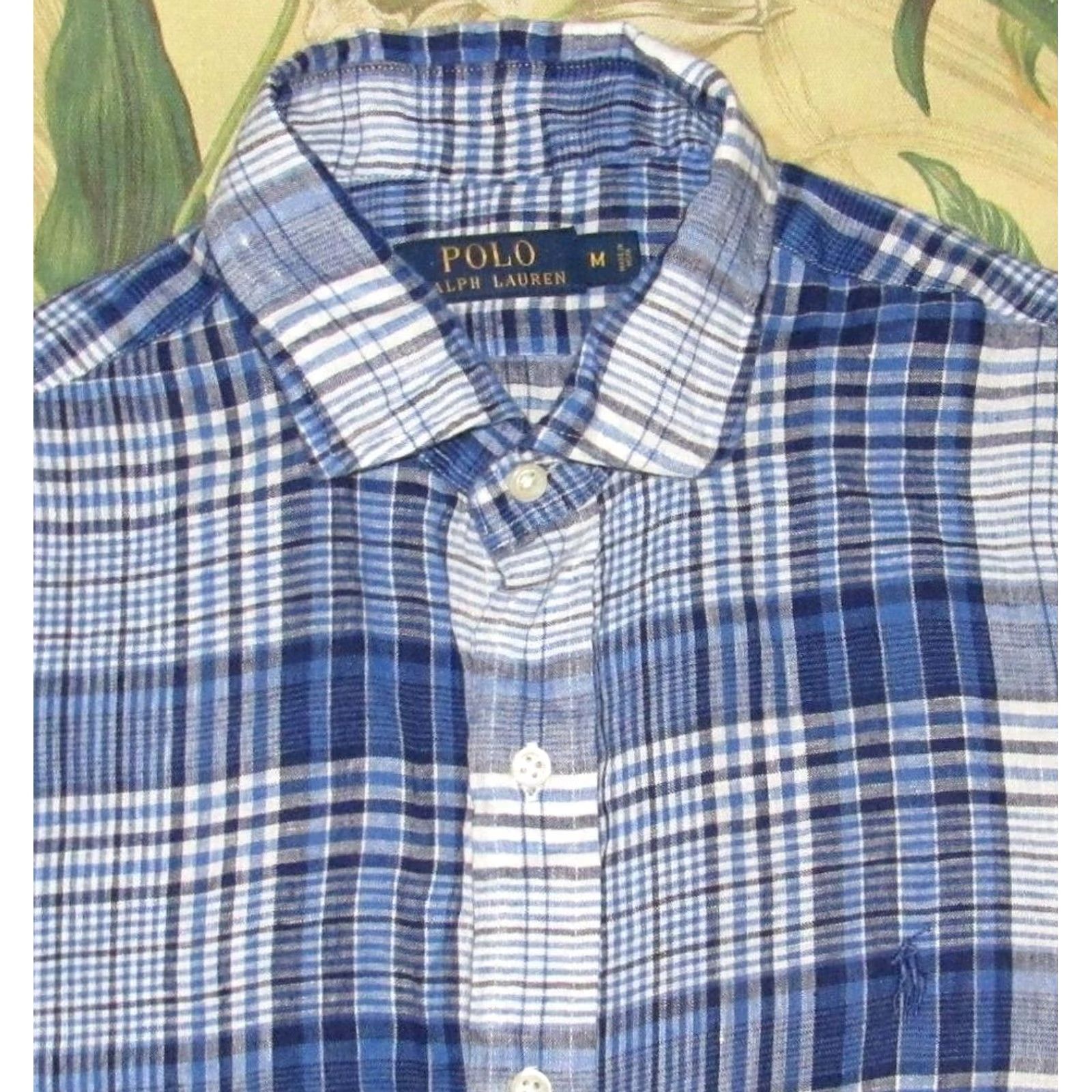 Ralph Lauren Polo RALPH LAUREN Blue Plaid Linen Long Sleeve Shirt Medium Mens Size US M / EU 48-50 / 2 - 2 Thumbnail
