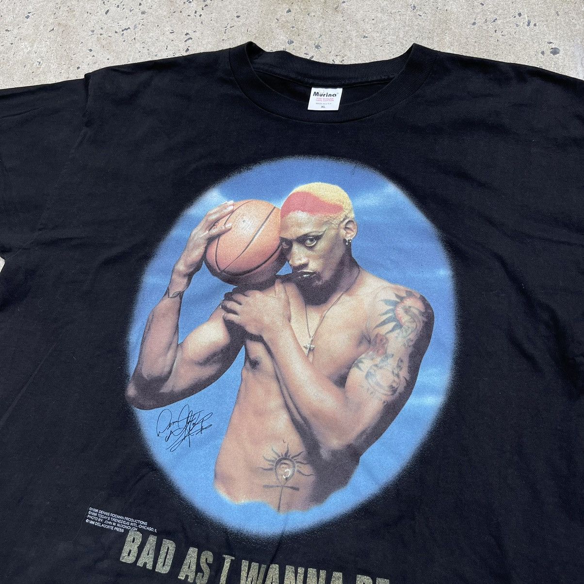 NBA Vtg 90S DENNIS RODMAN Bad As I Wanna Be Single Stitch Shirt Size US XL / EU 56 / 4 - 2 Thumbnail