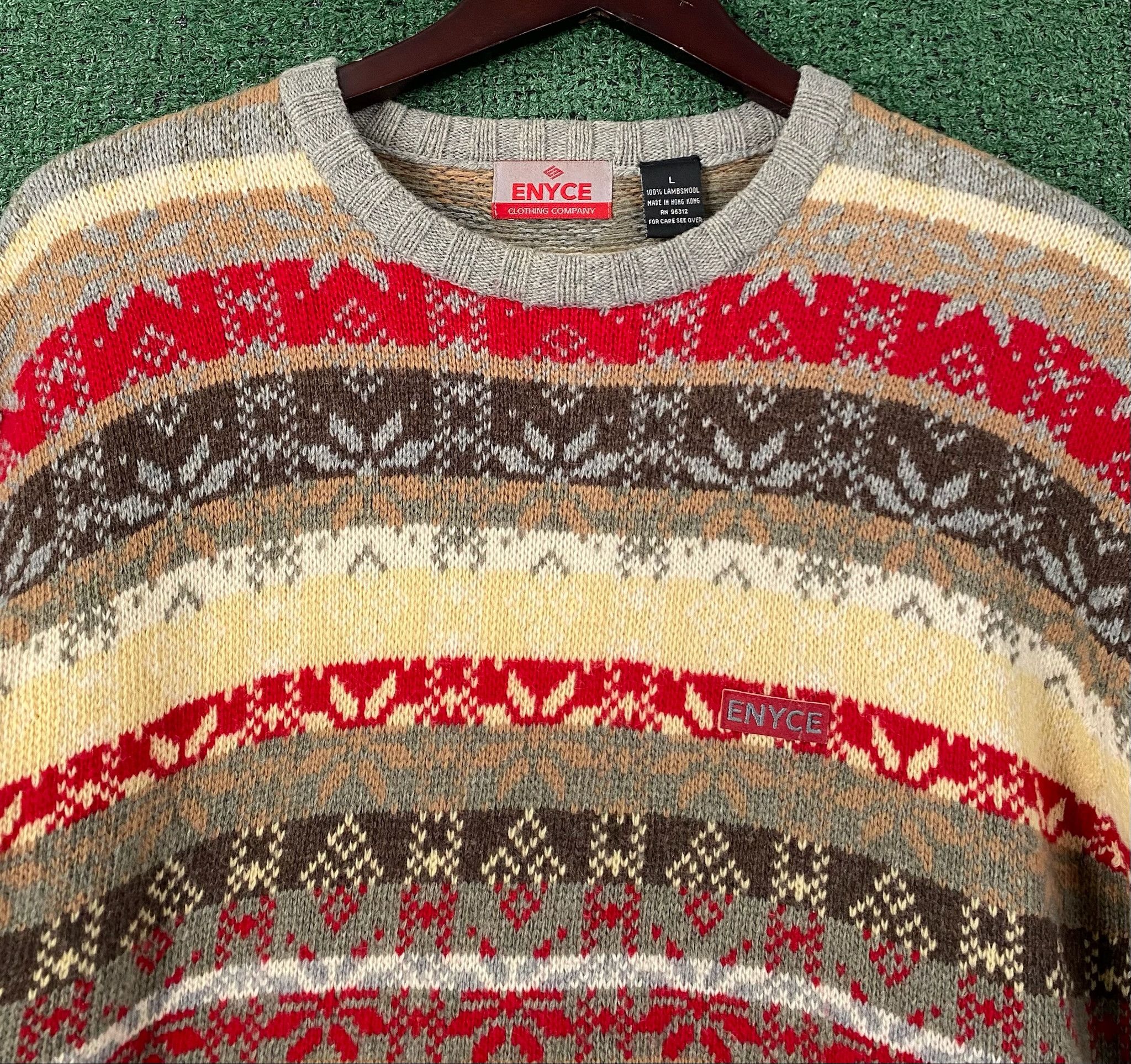 Enyce 90’s Enyce 100 % Wool Fair Isle Patterned Knit Sweater Large Size US L / EU 52-54 / 3 - 2 Thumbnail