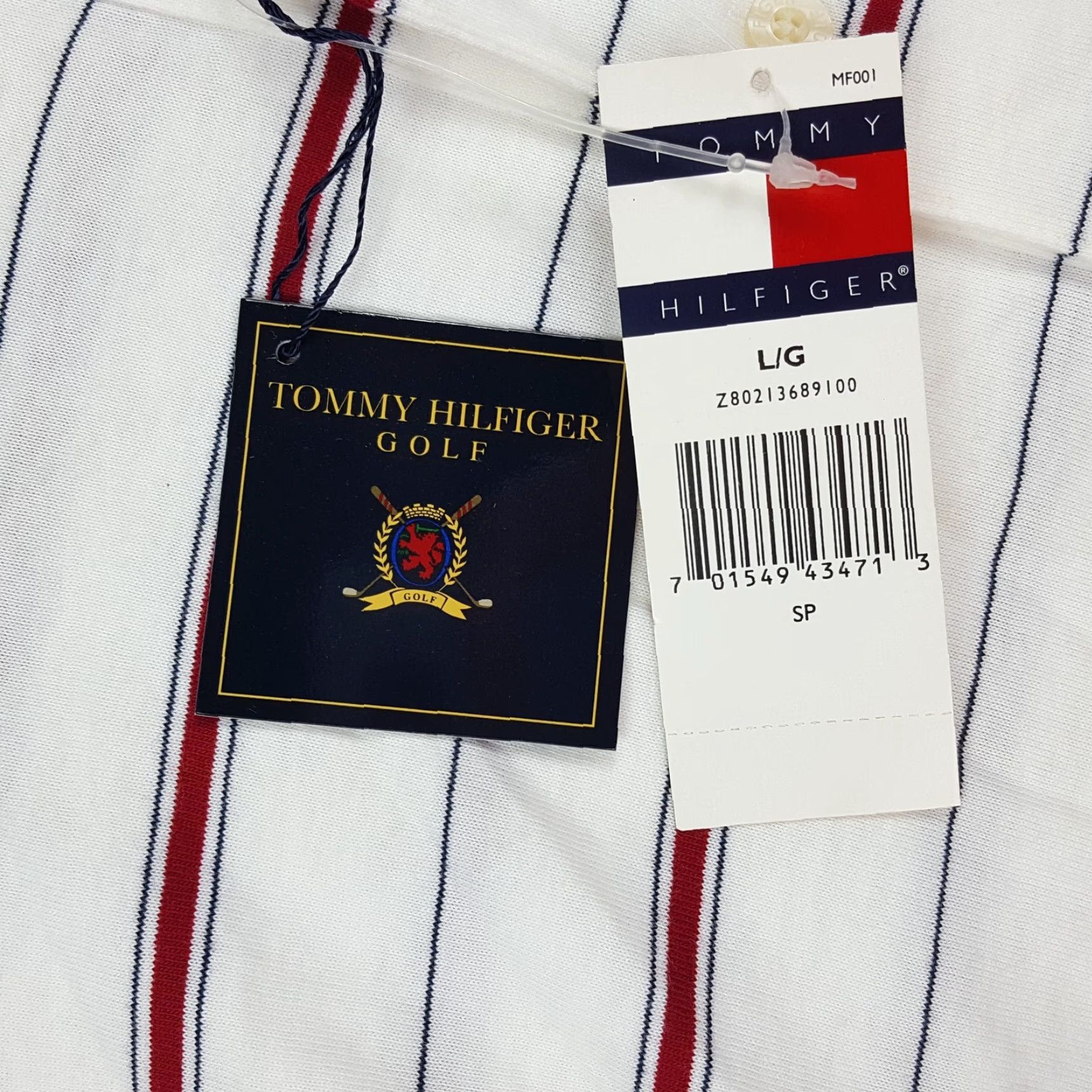 Tommy Hilfiger VINTAGE Tommy Hilfiger Golf Striped Collared Polo Shirt Men's Large White 90s Preppy Casual Sports Tennis Golf Shirt Size US L / EU 52-54 / 3 - 5 Thumbnail