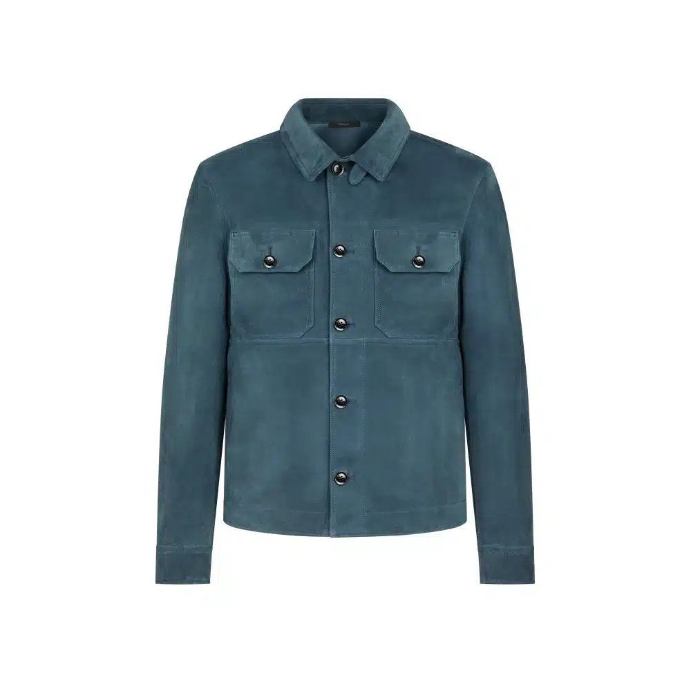 Tom Ford o1loc1c0326 LJS001 Lightweight Suede Jacket in Blue Size US L / EU 52-54 / 3 - 1 Thumbnail