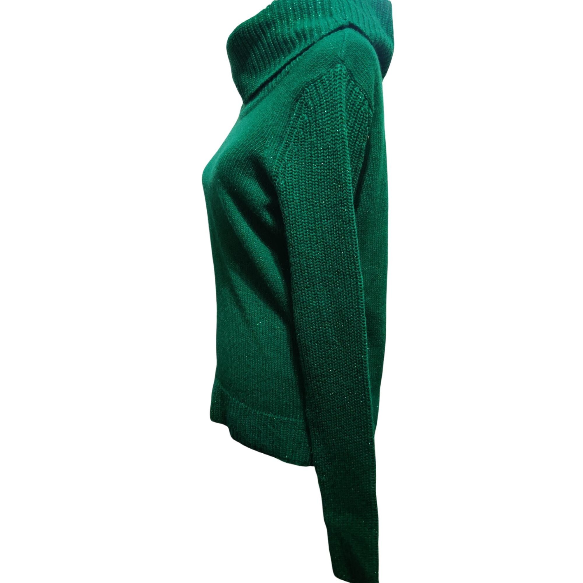 Faded Glory Faded Glory M Green Metallic Cowl Neck Sweater Ribbed Sleeve Size M / US 6-8 / IT 42-44 - 6 Thumbnail