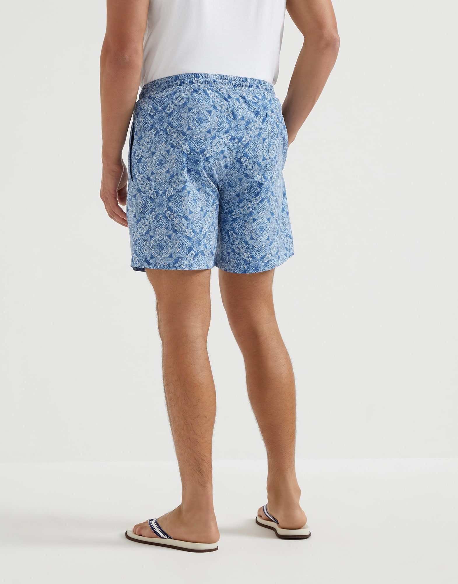 Brunello Cucinelli o1la1rc1a0326 Paisley Nylon Swim Shorts in Blue Size US 30 / EU 46 - 2 Thumbnail