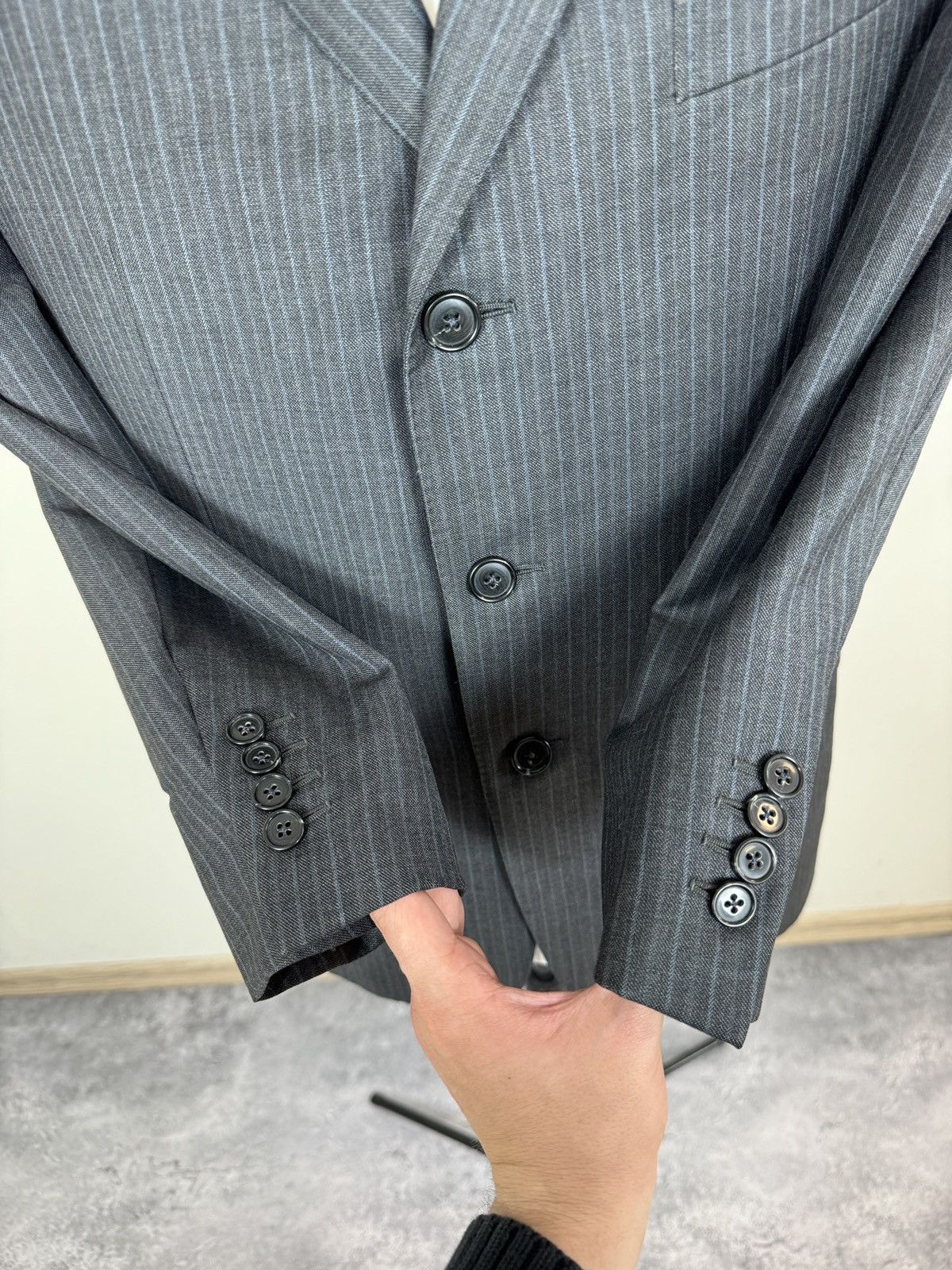 Ermenegildo Zegna Ermenegildo Zegna Su Misura Men’s Gray Striped Wool Blazer Size 38R - 8 Thumbnail