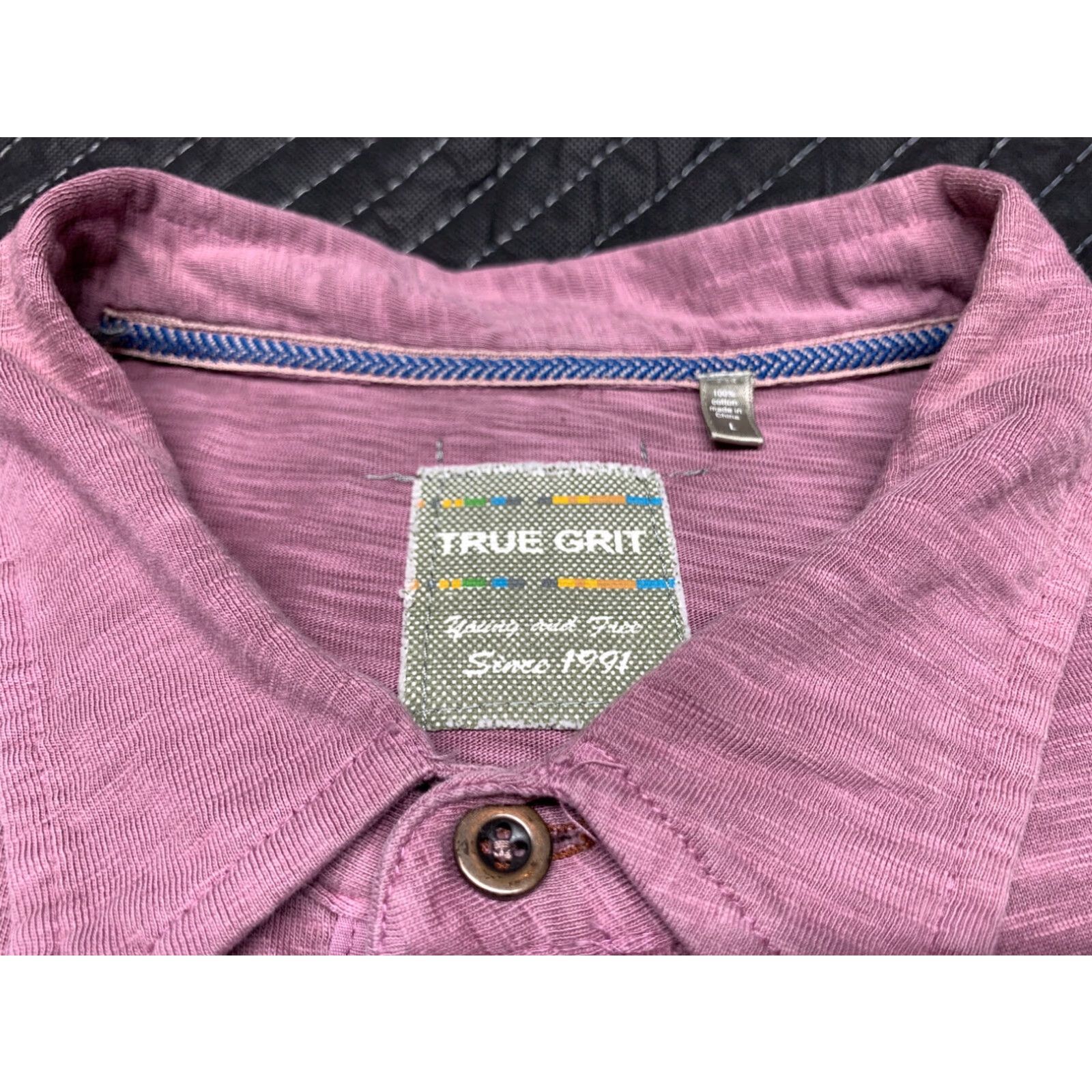 Vintage VINTAGE True Grit Polo Shirt Long Sleeve Lavender USA Mens Medium Size US M / EU 48-50 / 2 - 4 Thumbnail