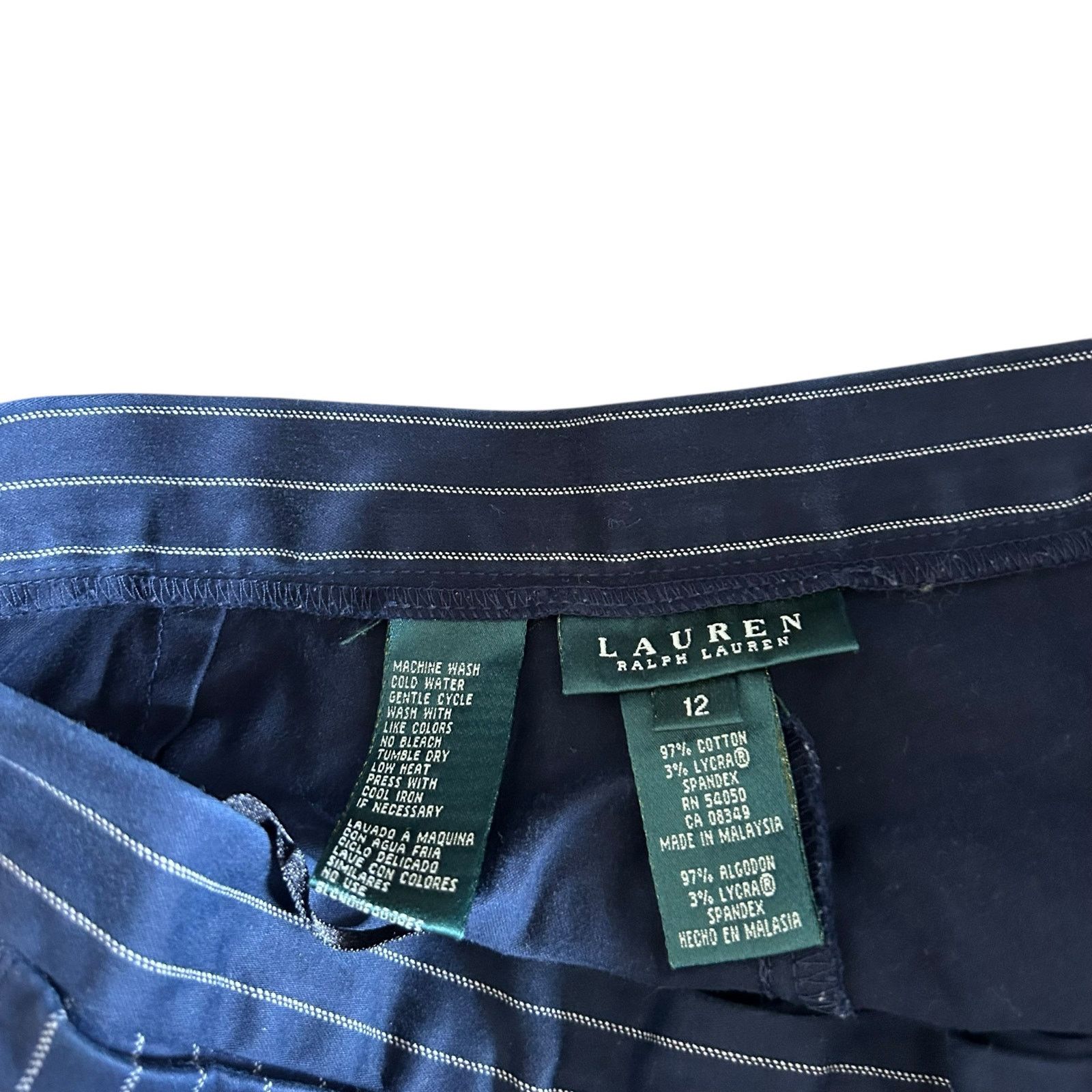 Ralph Lauren Lauren Ralph Lauren Navy Blue Striped Dress Pants Sz 12 Size 34" / US 12 / IT 48 - 2 Thumbnail