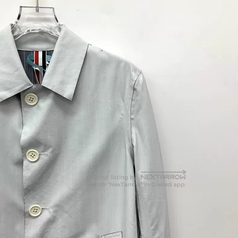 Thom Browne Thom Browne Light gray striped wool collar with single but Size XS / US 0-2 / IT 36-38 - 3 Thumbnail