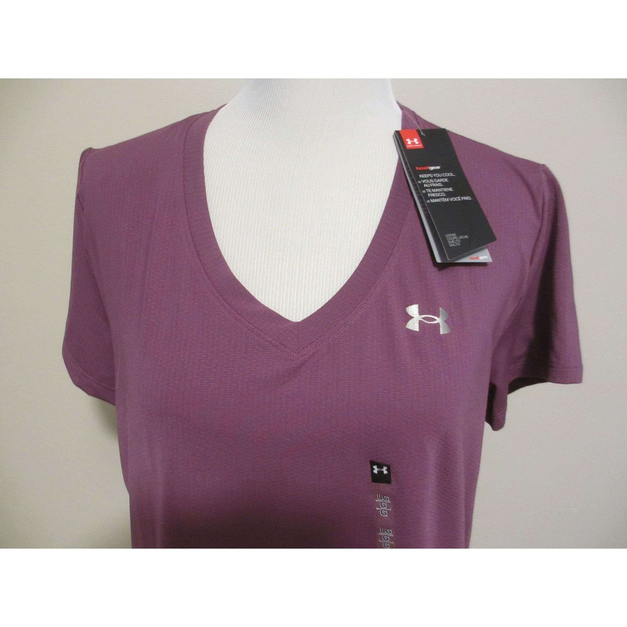 Under Armour Under Armour HeatGear Loose Fit Purple V-Neck Short Sleeve W Size L / US 10 / IT 46 - 2 Thumbnail