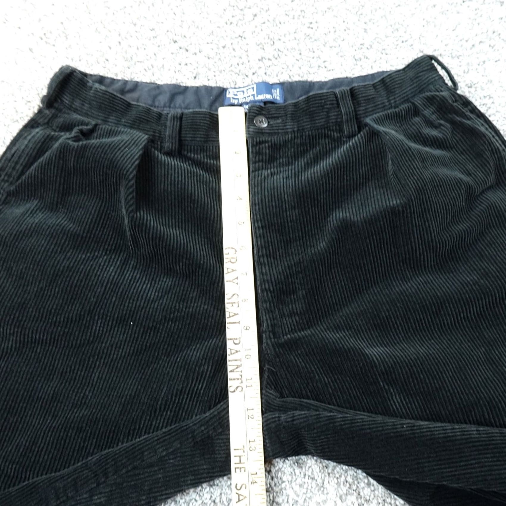 Polo Ralph Lauren VTG Ralph Lauren Pants Mens 35X32 Black Corduroy Andrew Chino Trouser Pleated Pants Size US 35 - 4 Thumbnail