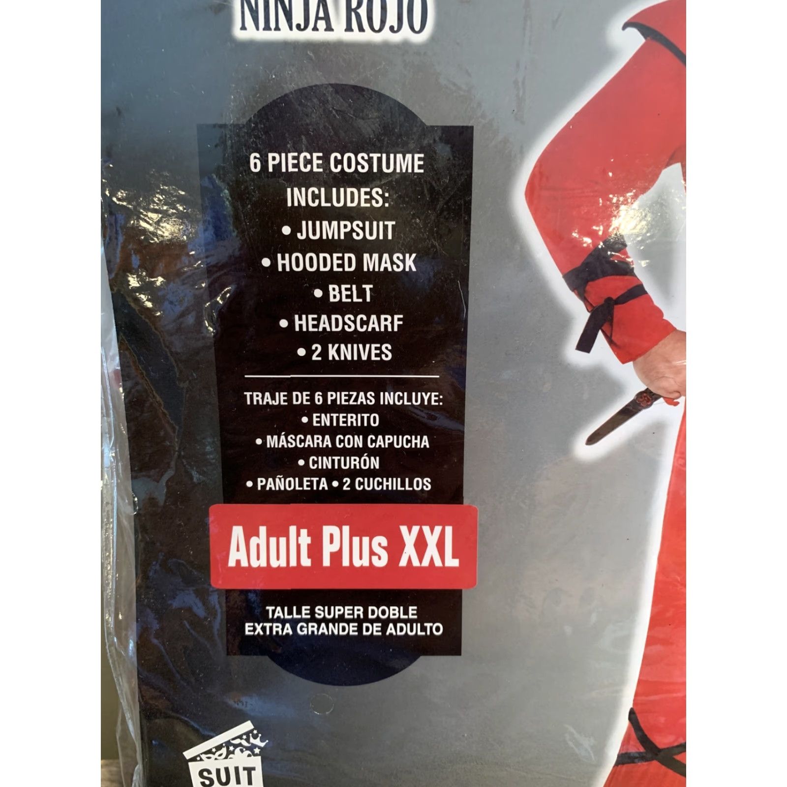 Vintage VINTAGE Red Ninja Halloween Costume - 6 Piece - BIG MAN Adult XXL Shirt Adult 2XL Red Ninja Theme Mens Size ONE SIZE - 2 Thumbnail