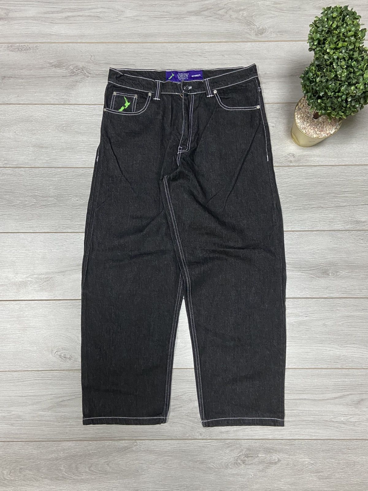 always do what you should do Adwysd washed black denim jeans rap pant Size US 34 / EU 50 - 2 Thumbnail