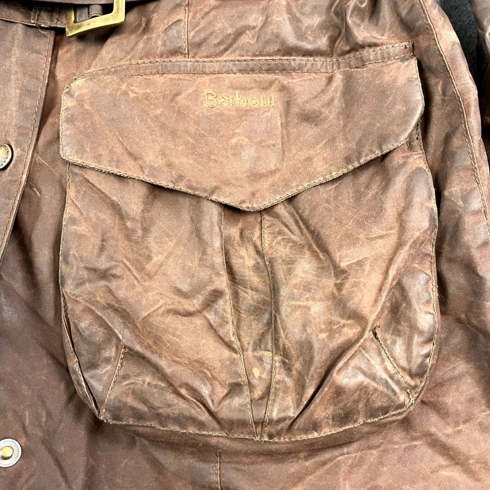 Barbour VINTAGE Barbour Jacket Womens Brown Belted UK 14 Made in England 3 Warrants Casual Cotton Long Sleeve Full Zip Pockets Womens Size XL / US 12-14 / IT 48-50 - 3 Thumbnail