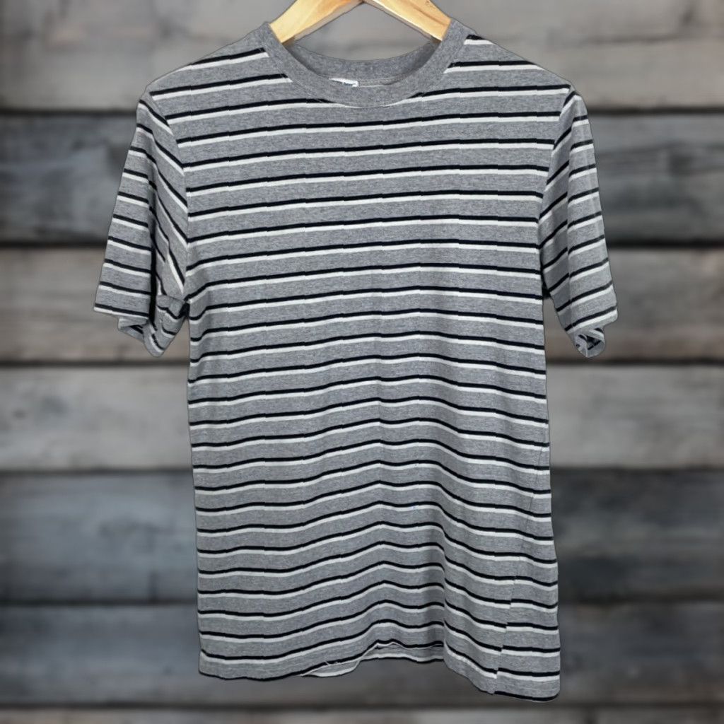 Vintage Y2K Striped T-Shirt Adult Medium Gray Black Skater Mission Ridge Size US M / EU 48-50 / 2 - 1 Thumbnail