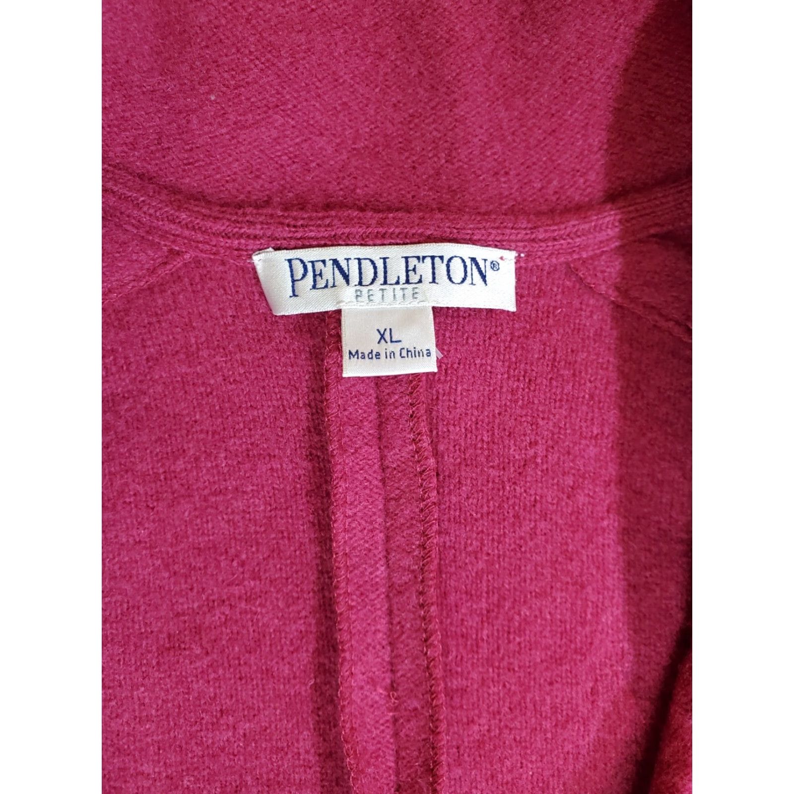 Pendleton VINTAGE Pendleton Cardigan Sweater Women’s Dark Pink Wool Single Button XL - 80s 90s - Casual, Collared, Long Sleeve, Lambs Wool - Pink - Womens Size XL / US 12-14 / IT 48-50 - 3 Thumbnail