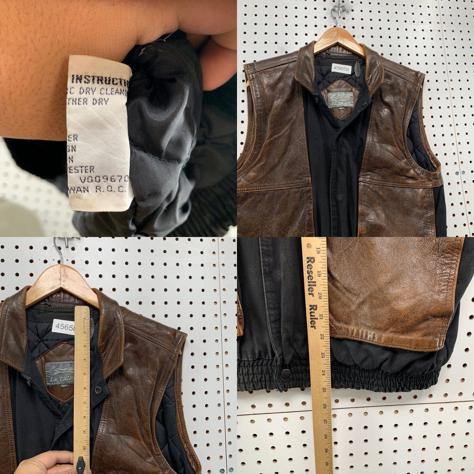 Vintage VINTAGE Le TIGRE Leather Vest Mens 42 Brown Insulated Sleeveless Jacket Size US XS / EU 42 / 0 - 8 Thumbnail