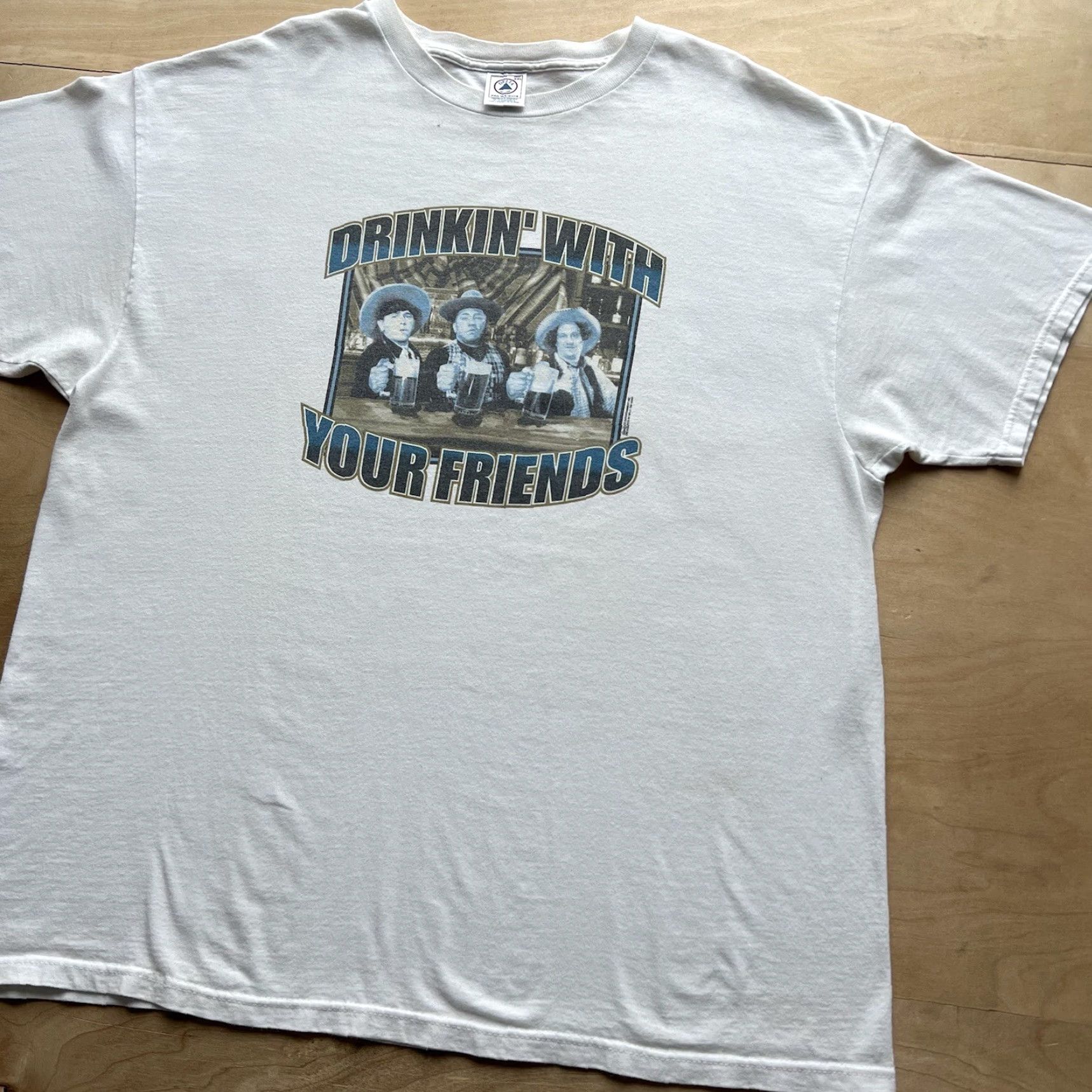 Vintage Vintage Three Stooges Shirt 2XL White 90s Drinking With Your Friends Comedy Shirt Mens Size US XXL / EU 58 / 5 - 8 Thumbnail