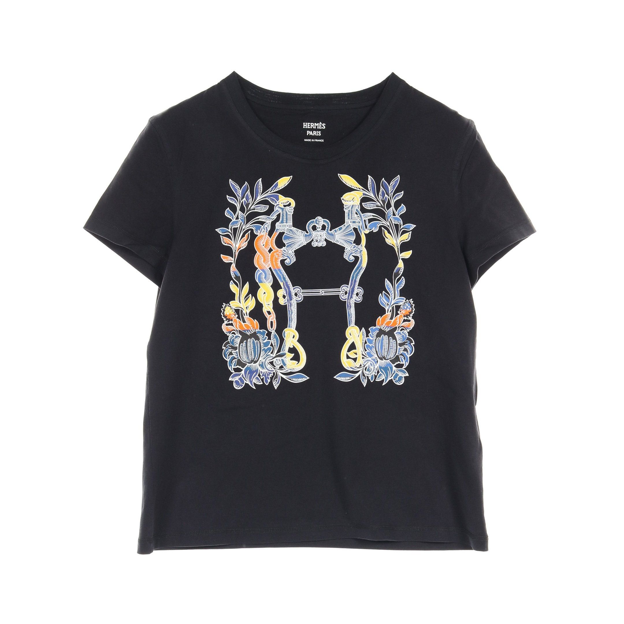 Hermes Hermes Cartouche Della Cavalleria T-Shirt Cotton Black Size ONE SIZE - 1 Thumbnail