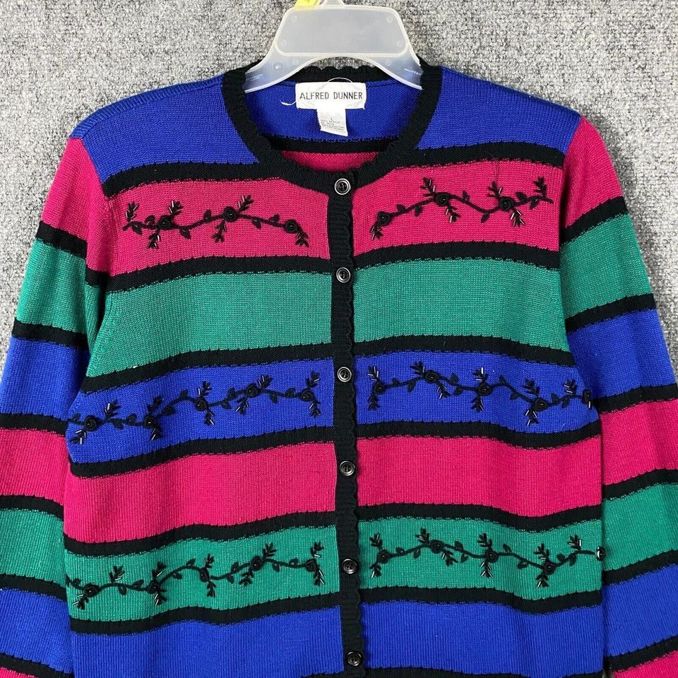 Other Alfred Dunner Cardigan Women's Large Sweater 100% Acrylic L Size L / US 10 / IT 46 - 2 Thumbnail
