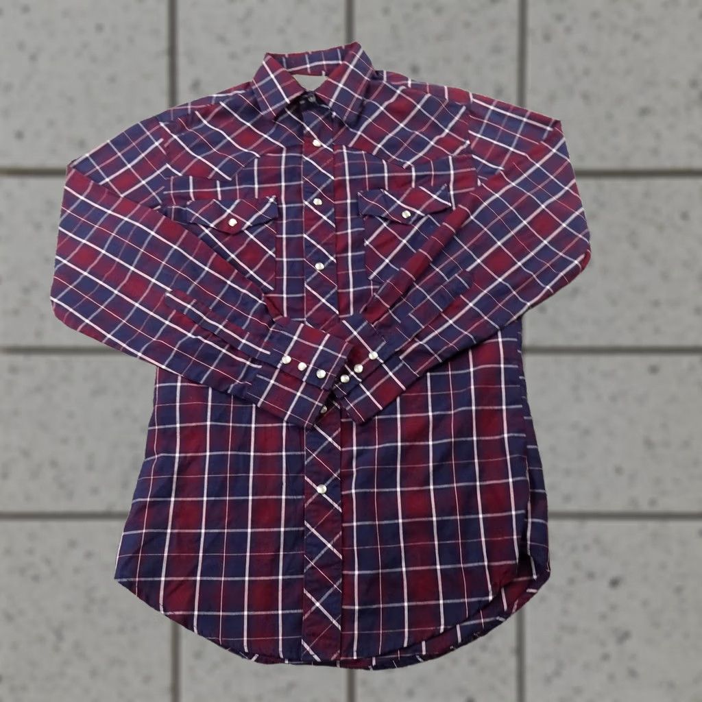 Wrangler VINTAGE Wrangler Shirt Mens S Red Blue Plaid Western Pearl Snap Long Sleeve Cowboy Rodeo Mens Size US S / EU 44-46 / 1 - 1 Thumbnail