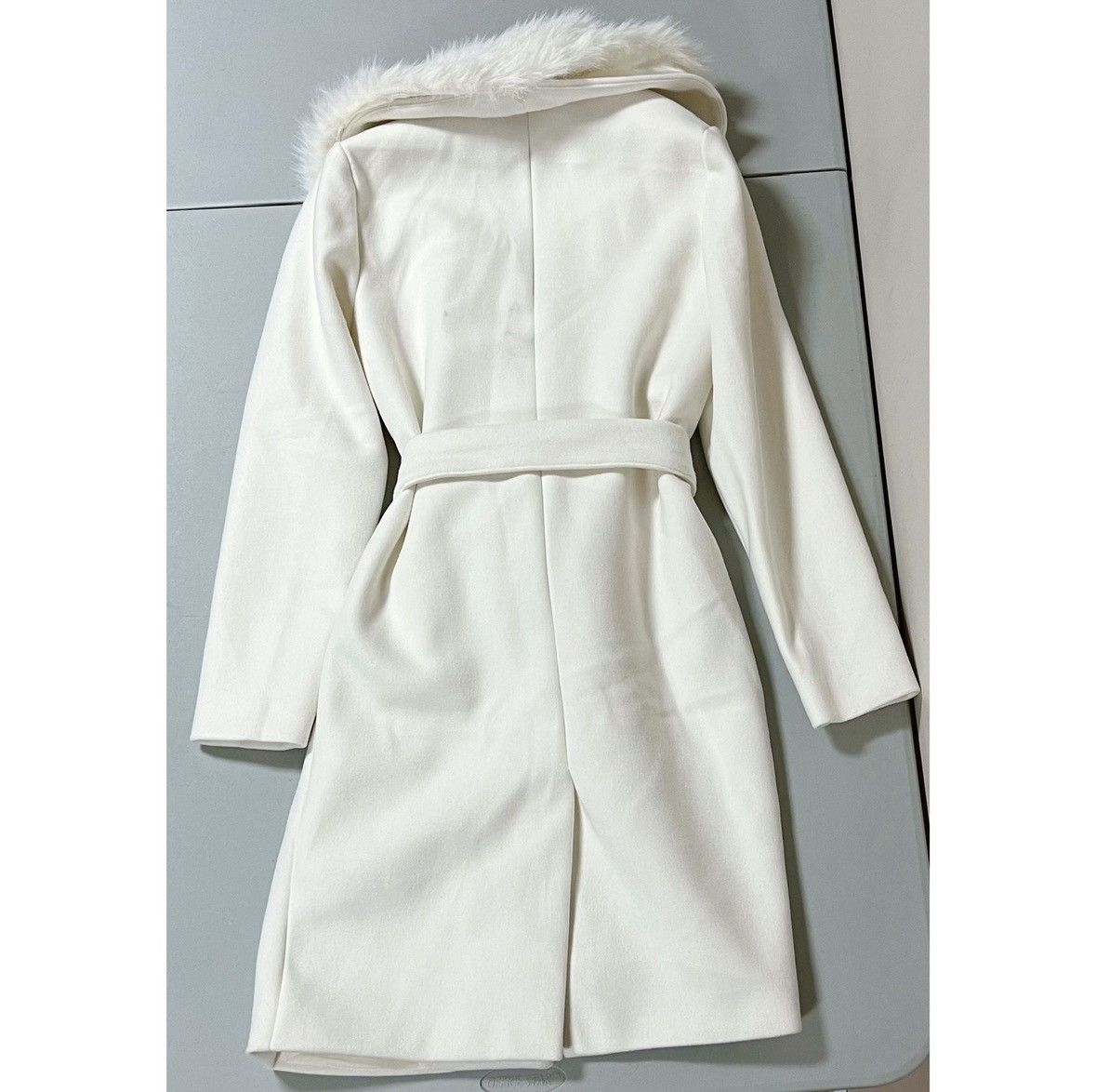 Vintage White Fur Wool Belted Jacket Winter Coat Outerwear Size S 🤍 Size S / US 4 / IT 40 - 5 Thumbnail