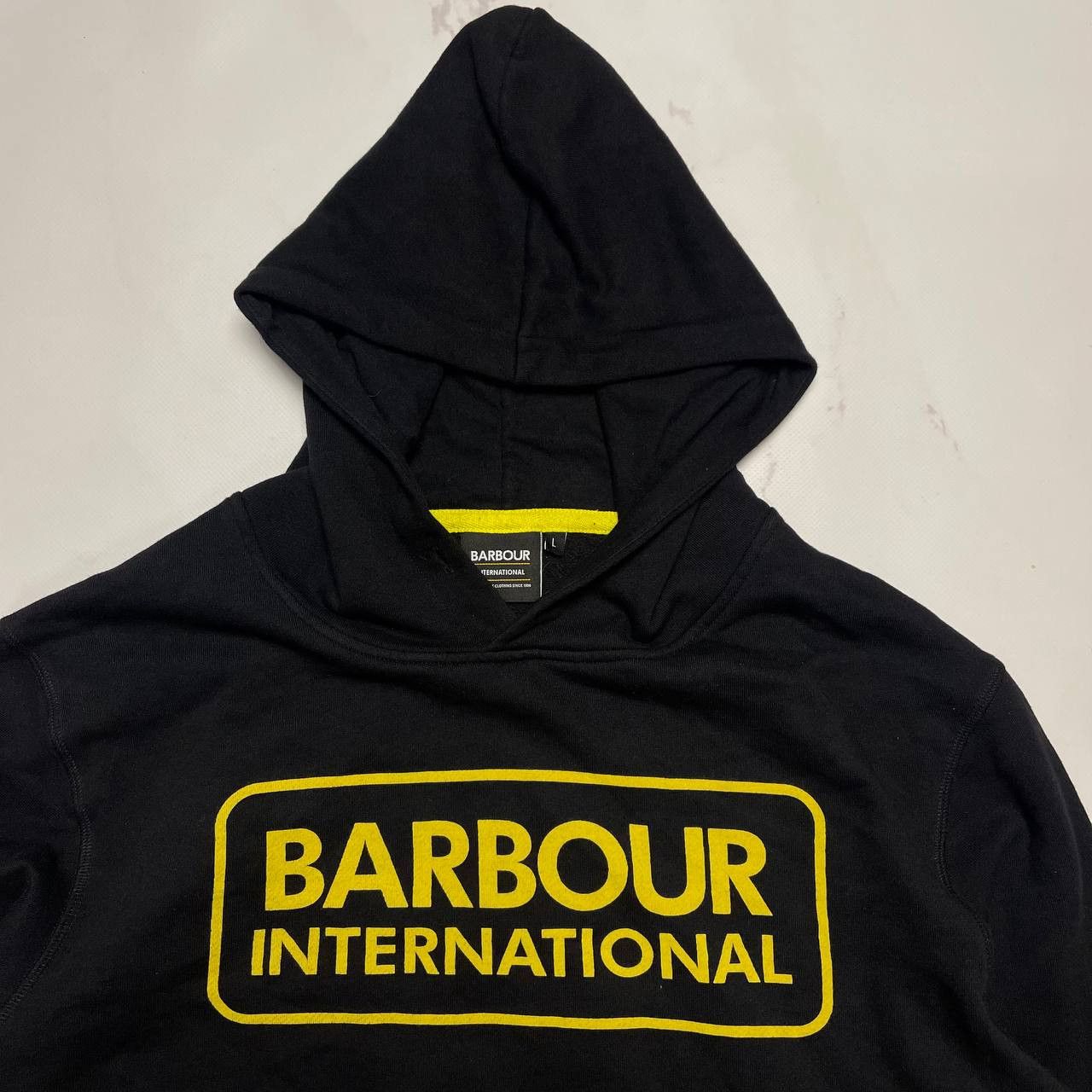 Barbour Barbour International Hoodie Big Logo Size L Vintage Black Size US L / EU 52-54 / 3 - 4 Thumbnail