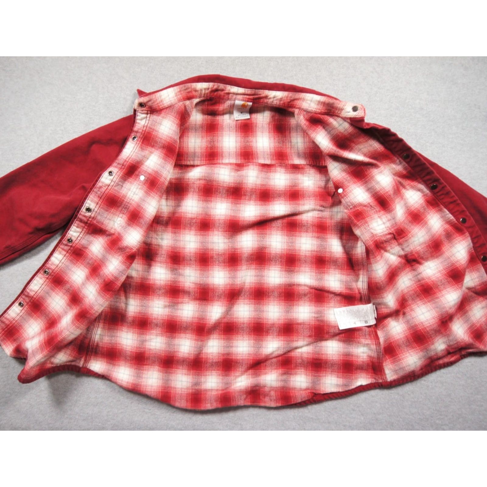 Carhartt VINTAGE Carhartt Shirt Womens Medium Red Canvas Button Down Snap Flannel Lined Ladies Size M / US 6-8 / IT 42-44 - 7 Thumbnail