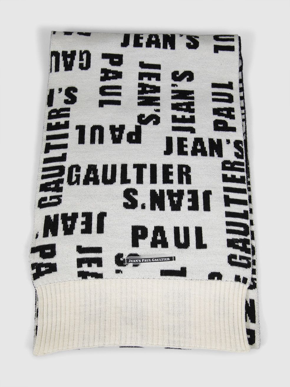 Jean Paul Gaultier Jean's Paul Gaultier Black & White Wool Logo Scarf Size ONE SIZE - 1 Thumbnail