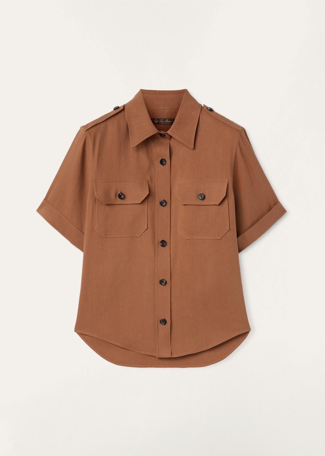 Loro Piana o1srvl11e0824 Annalisa Paper Silk Shirt in Brown Size XS / US 0-2 / IT 36-38 - 1 Thumbnail
