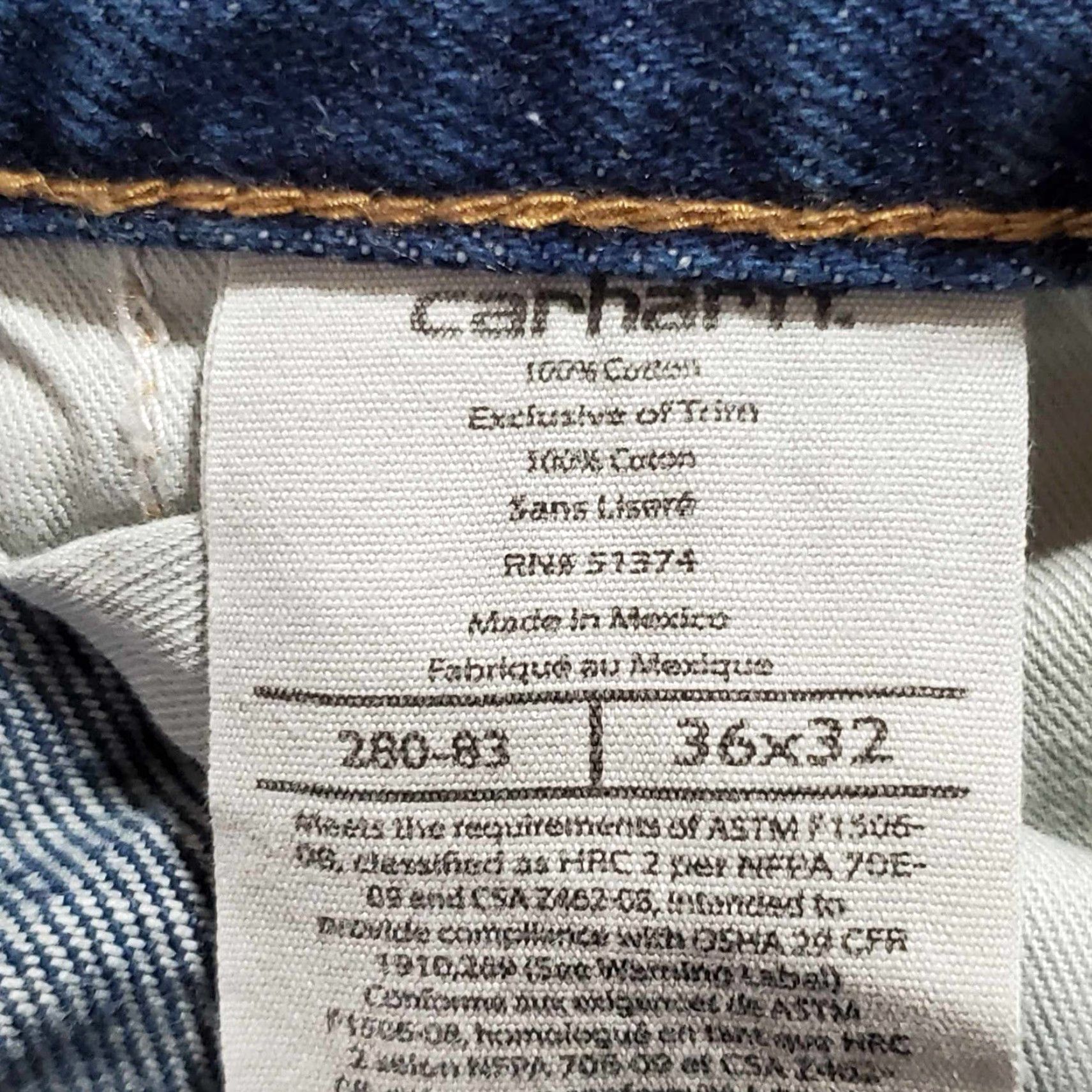 Carhartt VINTAGE Carhartt FR Jeans 36 X 30 ARC2 NFPA2112 280-83 Mens Jeans Blue 36x30 NFPA 2112 Straight Arch? Size US 36 / EU 52 - 7 Thumbnail
