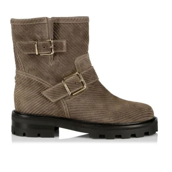 Jimmy Choo Jimmy Choo Youth II Corduroy Clay Suede Moto Boots - EU36.5 Size US 6.5 / IT 36.5 - 2 Thumbnail