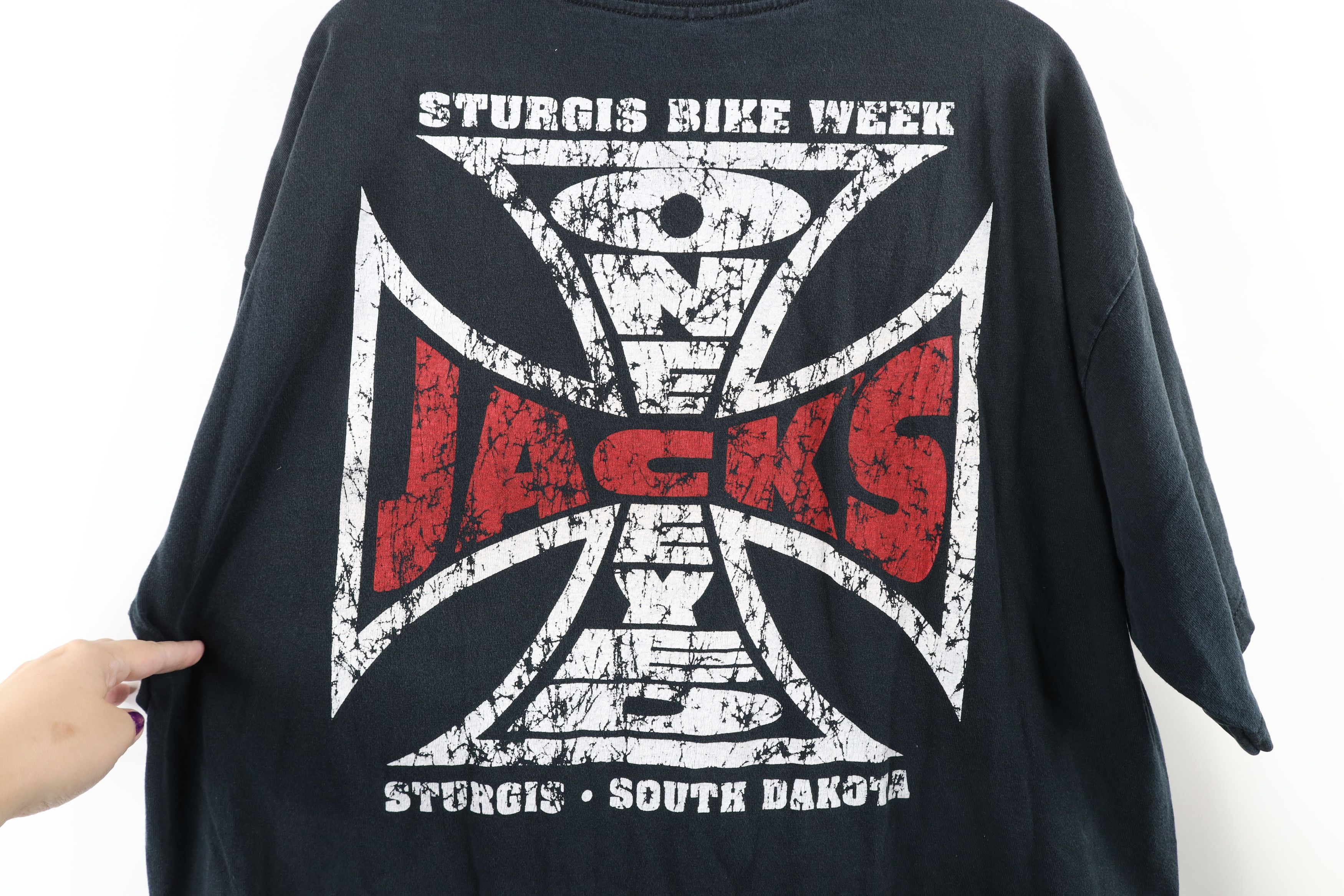 Vintage Vintage Out One Eyed Jacks Sturgis Motorcycle Rally T-Shirt Size US XL / EU 56 / 4 - 8 Thumbnail