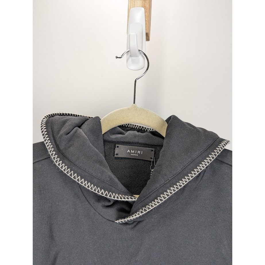 Amiri o1rshd1 Stitch Amiri Logo Hoodie in Black Size US M / EU 48-50 / 2 - 4 Thumbnail