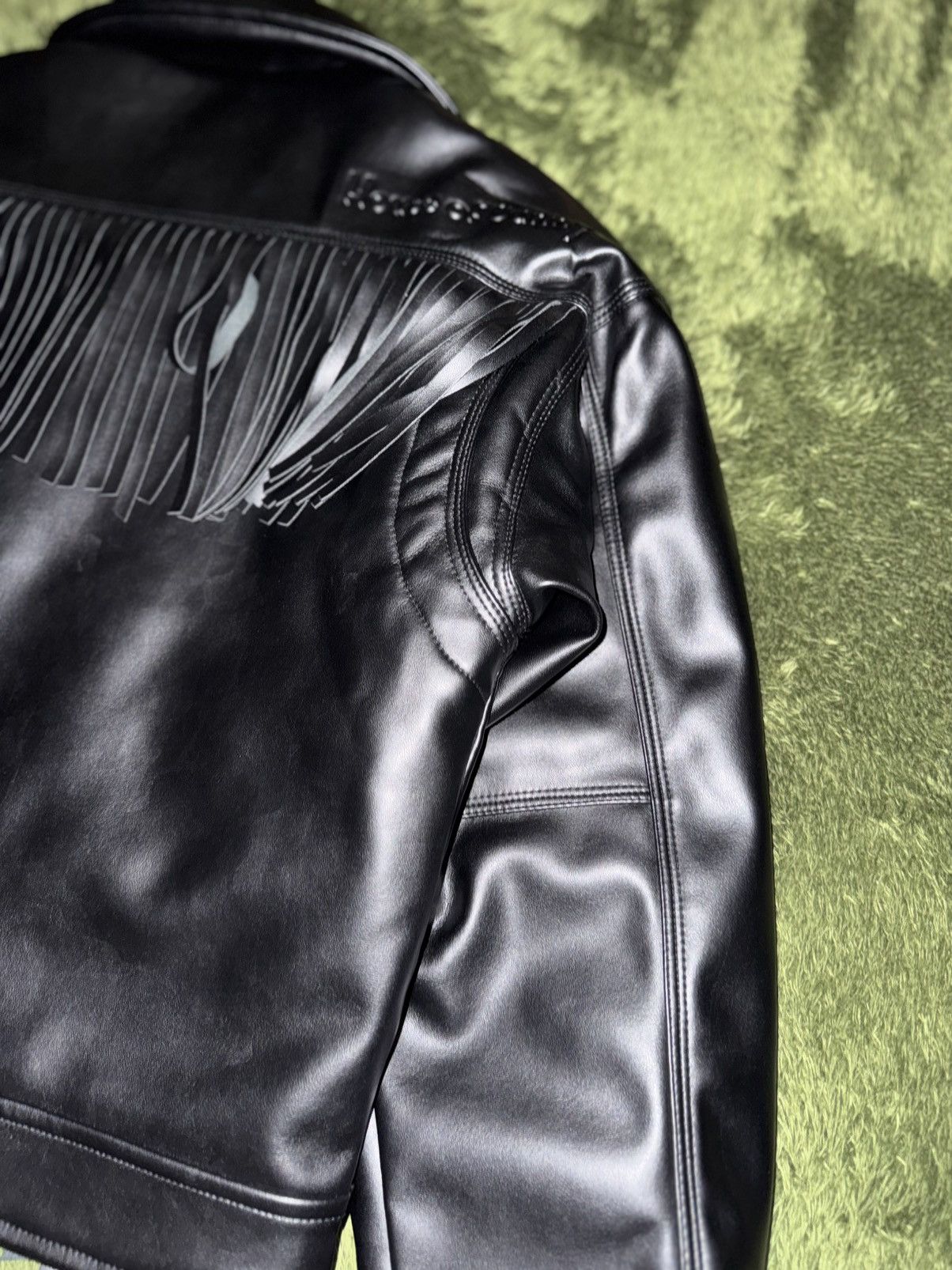 House of Sunny [XS] House of Sunny Cropped Fringe Faux Leather Jacket Black Size XS / US 0-2 / IT 36-38 - 10 Thumbnail