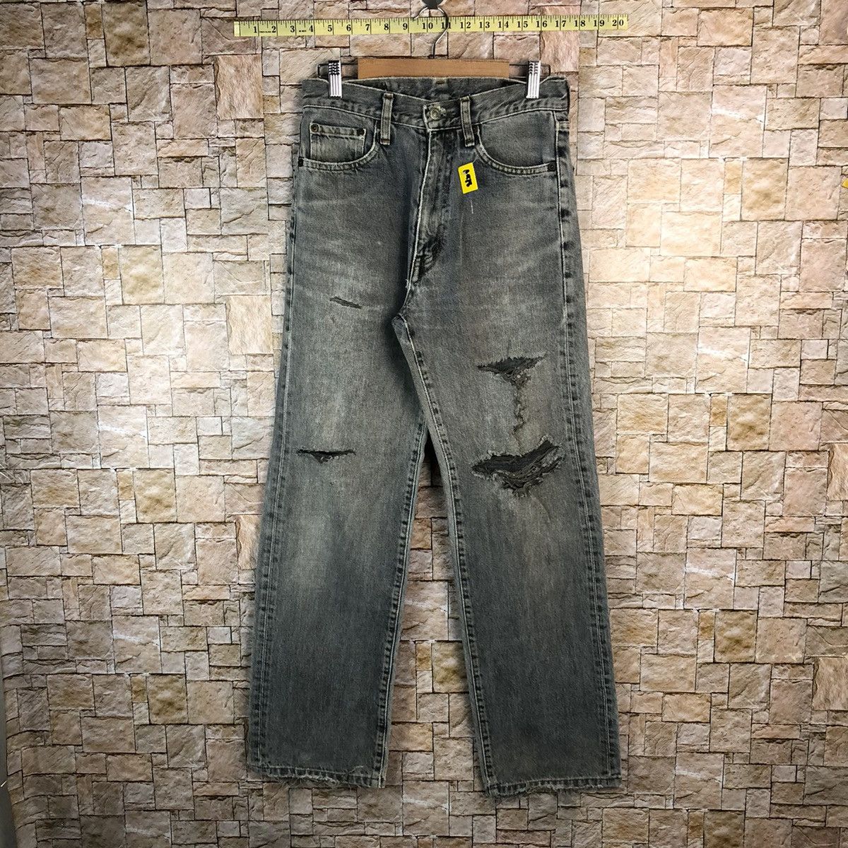 Japanese Brand Bobson Black Distressed ripped Denim Pants #A978 Size US 28 / EU 44 - 1 Thumbnail