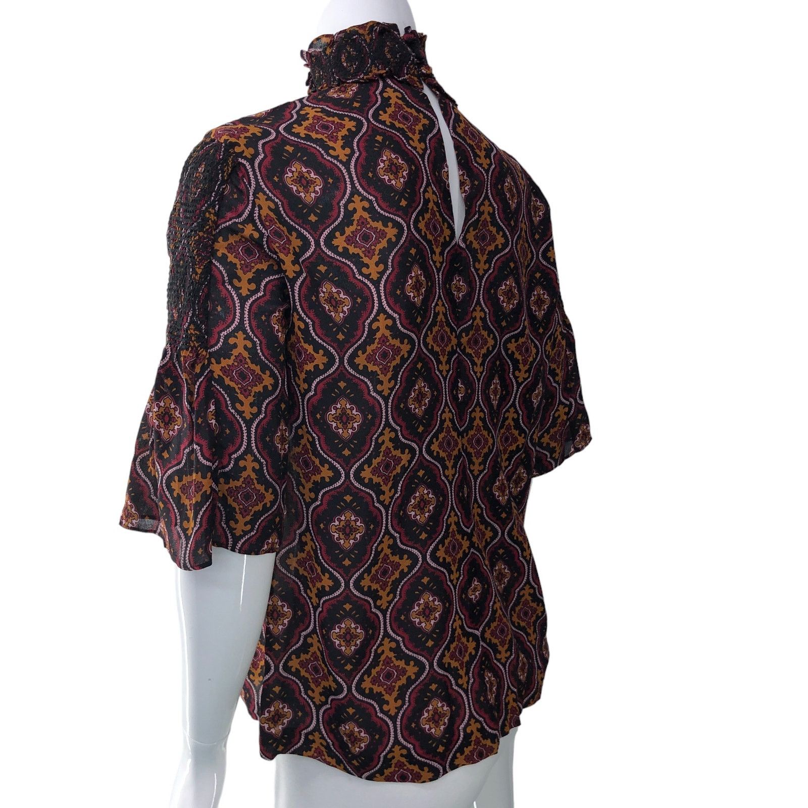 A.L.C. A.L.C. Womens Sz 6 Miranda Top Smocked Collar 100% Silk Size M / US 6-8 / IT 42-44 - 6 Thumbnail