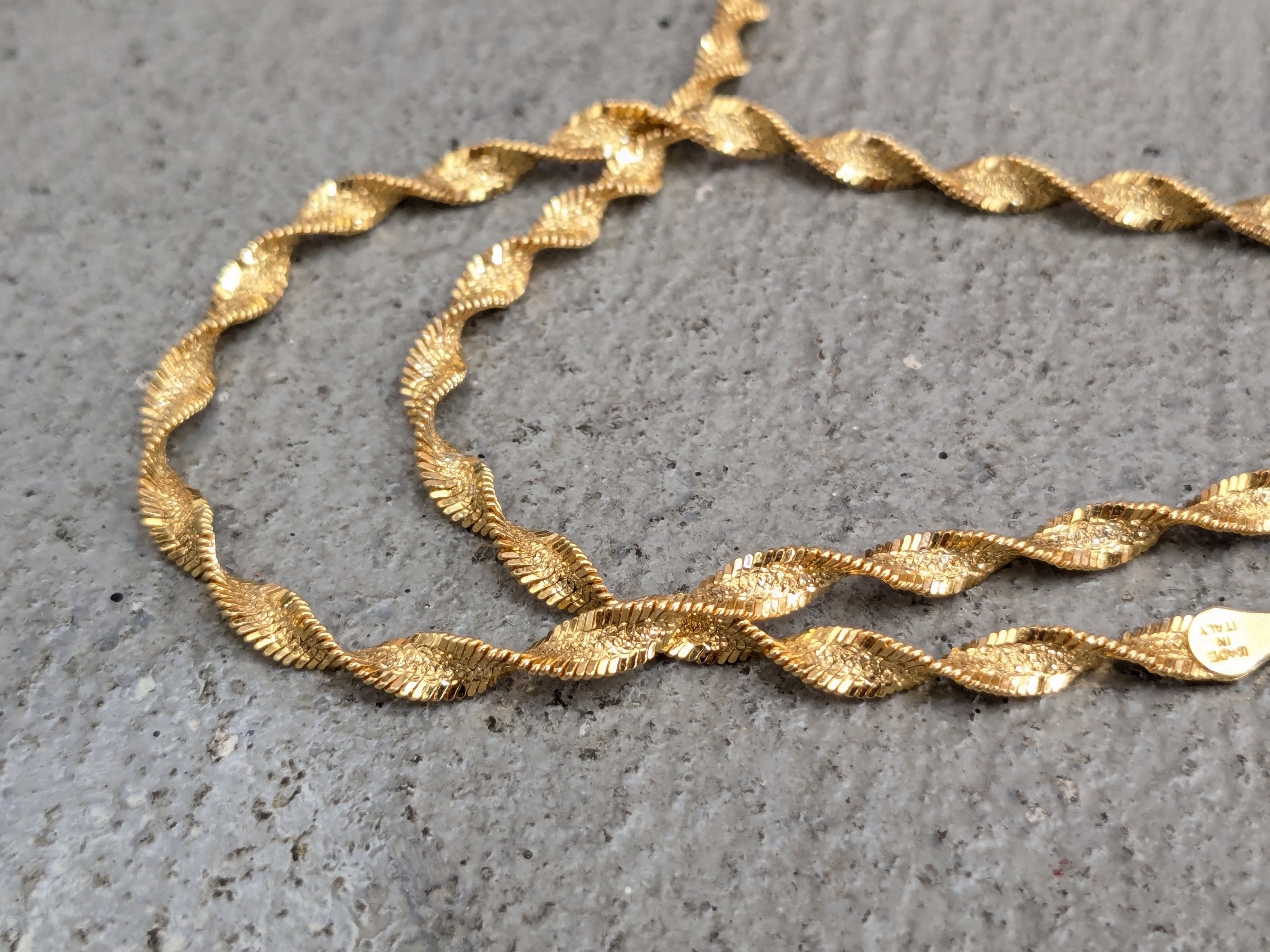 Sterling Silver Milor Sterling Silver Necklace Twist Herringbone Vermeil Size ONE SIZE - 9 Thumbnail