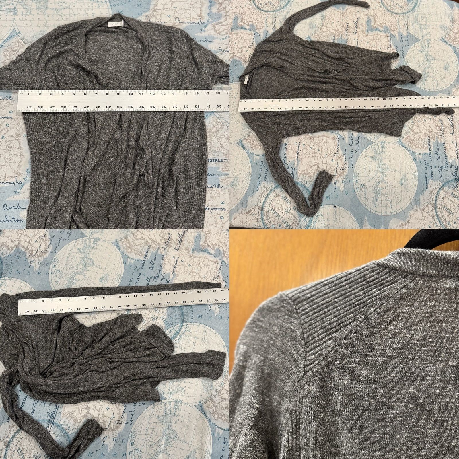 Vince Vince Gray Open Lightweight Drape Cardigan Linen Viscose Blend XS Minimalist Size XS / US 0-2 / IT 36-38 - 8 Thumbnail