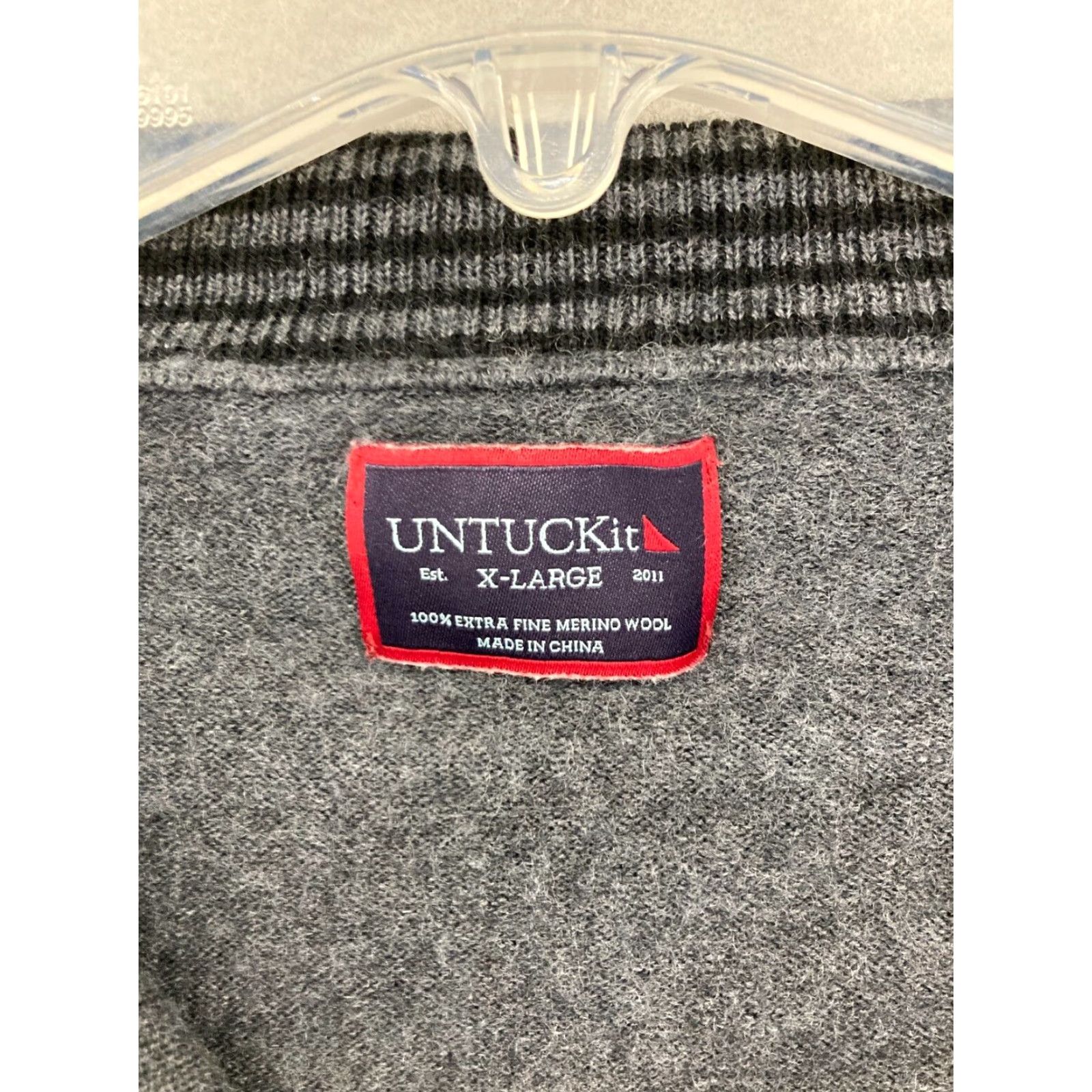 UNTUCKit UNTUCKit Mens Sweater XL Gray Merino Wool 1/4 Zip Mock Neck Shirt Size US XL / EU 56 / 4 - 5 Thumbnail