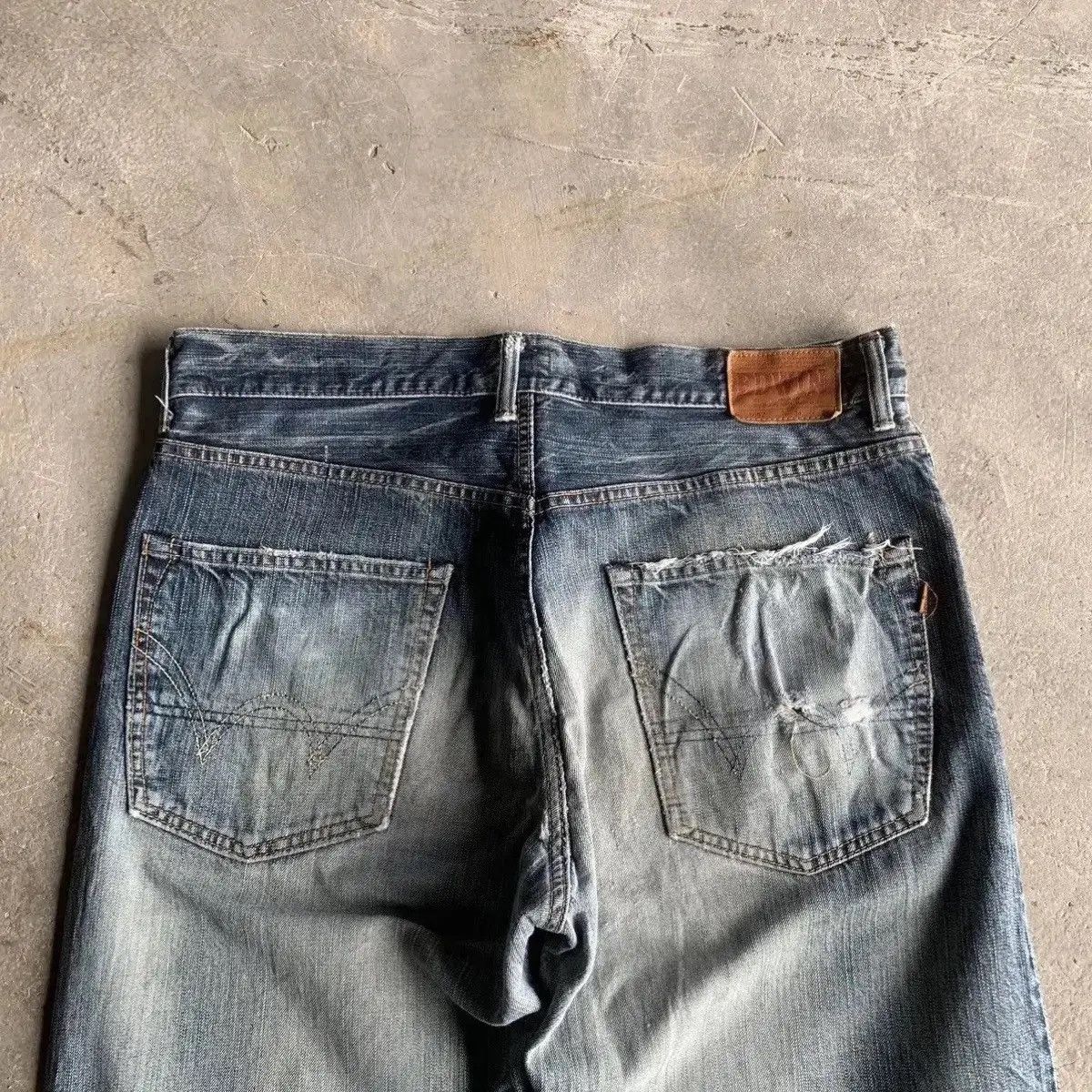 Vintage THRASHED‼️Vintage Edwin 505 Jeans Distressed Denim Pants Size US 36 / EU 52 - 13 Thumbnail