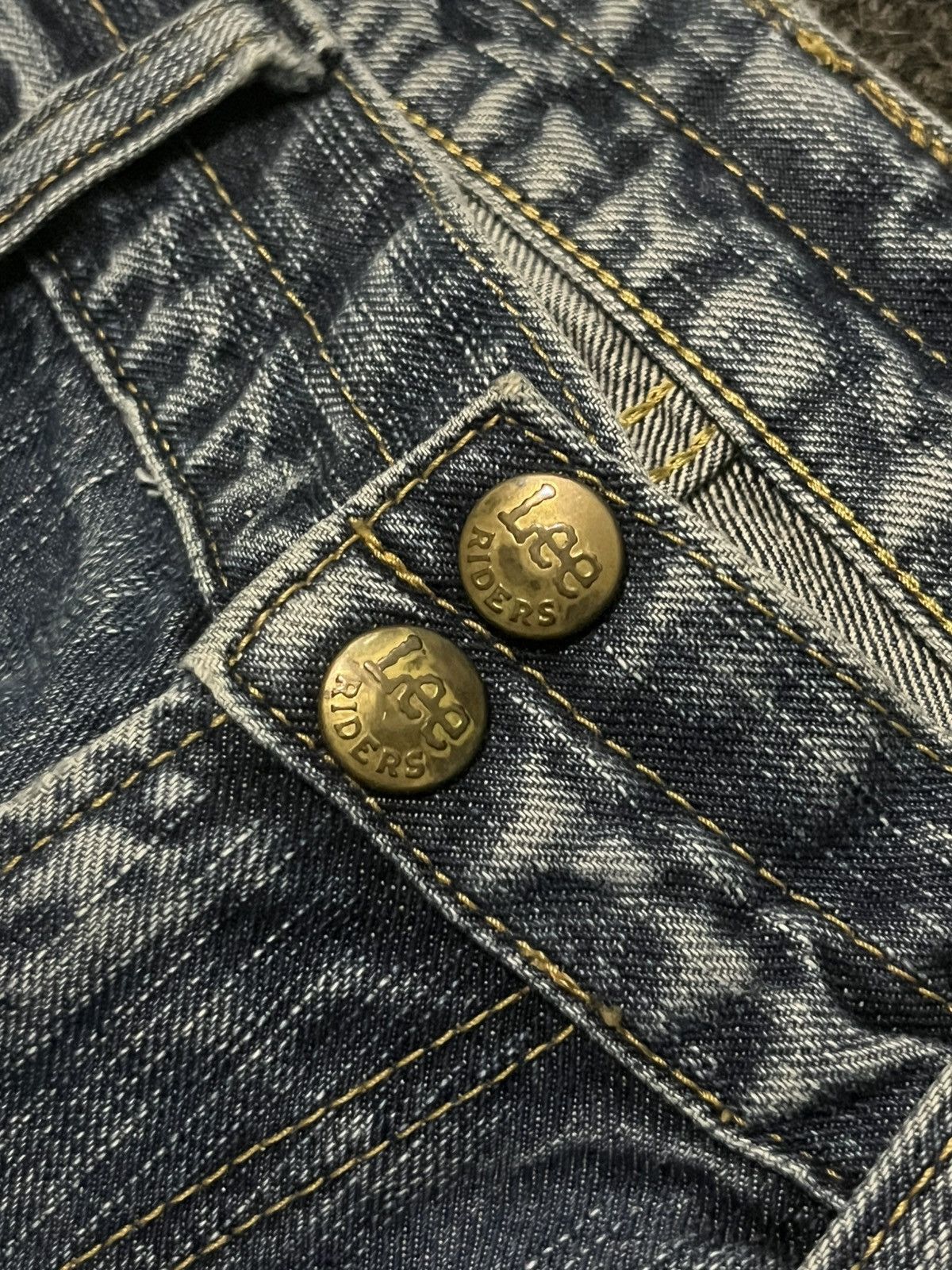 Number (N)ine ⚡️Flare⚡️Vintage Lee Riders Double Button Blue Frayed Leg Jean Size US 34 / EU 50 - 5 Thumbnail