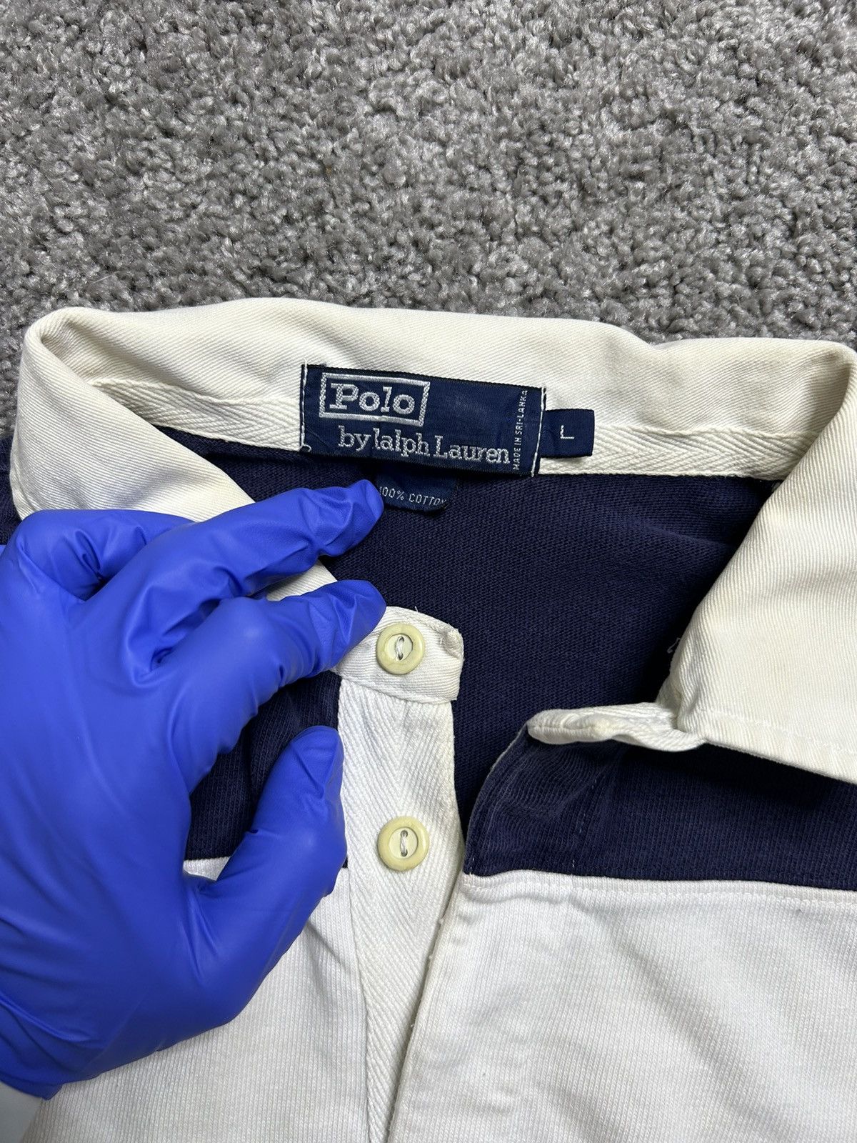 Polo Ralph Lauren Vintage 80s Polo Ralph Lauren Rugby Long Sleeve Striped Navy Size US L / EU 52-54 / 3 - 7 Thumbnail