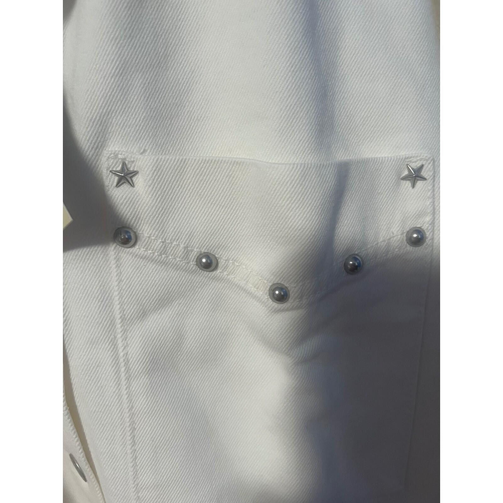 Other Universal Thread Denim Jacket Womens M White Studded NWT Size M / US 6-8 / IT 42-44 - 6 Thumbnail